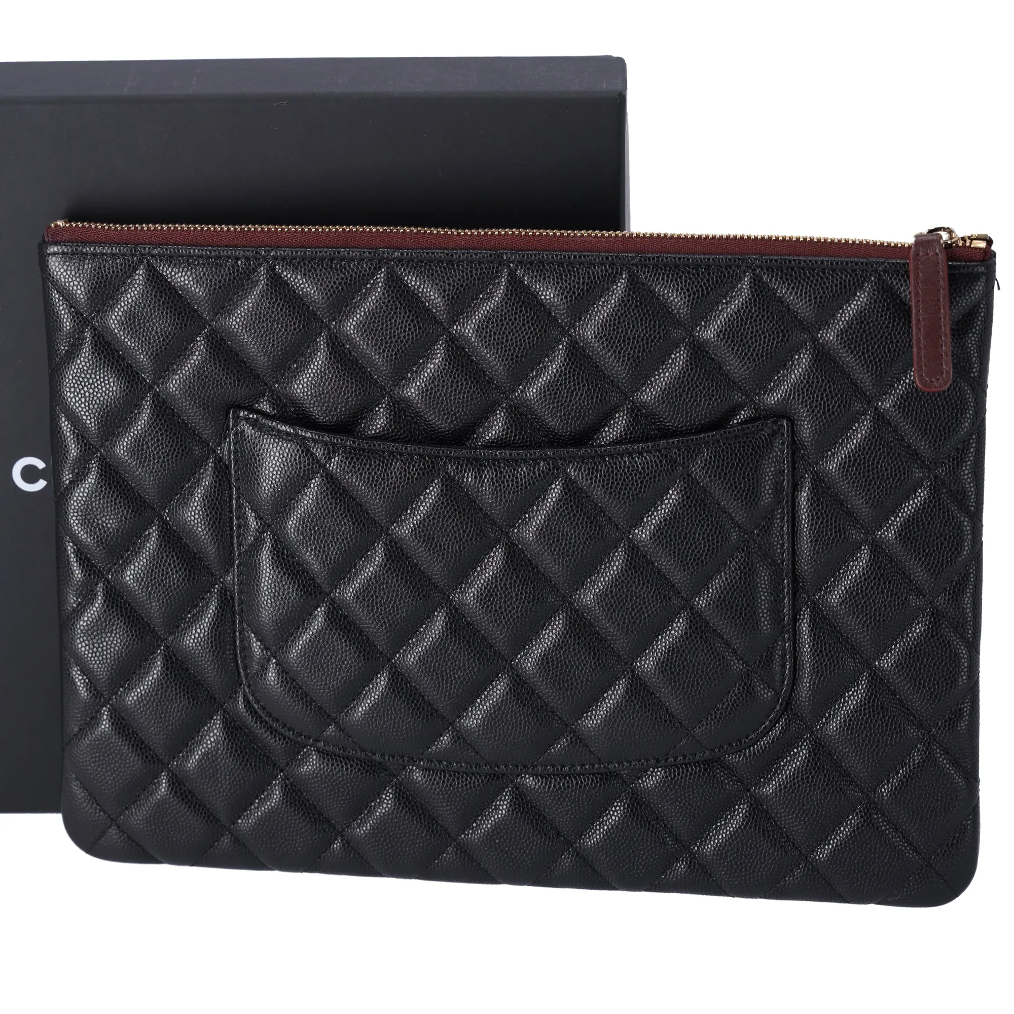 CHANEL Matelasse Classic Quilted Clutch Bag Black Caviar Leather sold by Gaby's Bags product image thumbnail 2