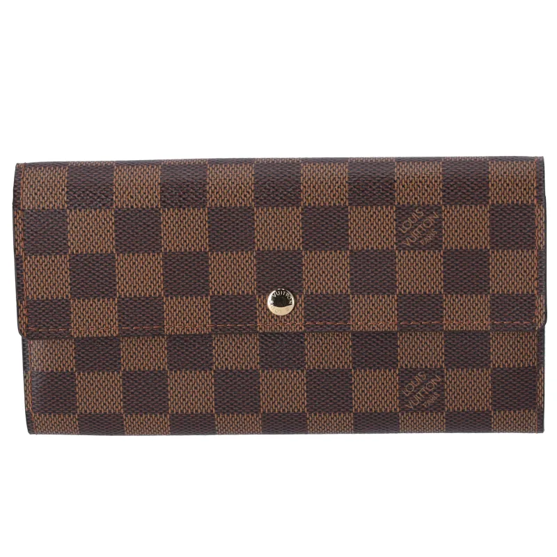 Louis Vuitton Sarah Damier Ebene Long Wallet N61724 Brown sold by Gaby's Bags