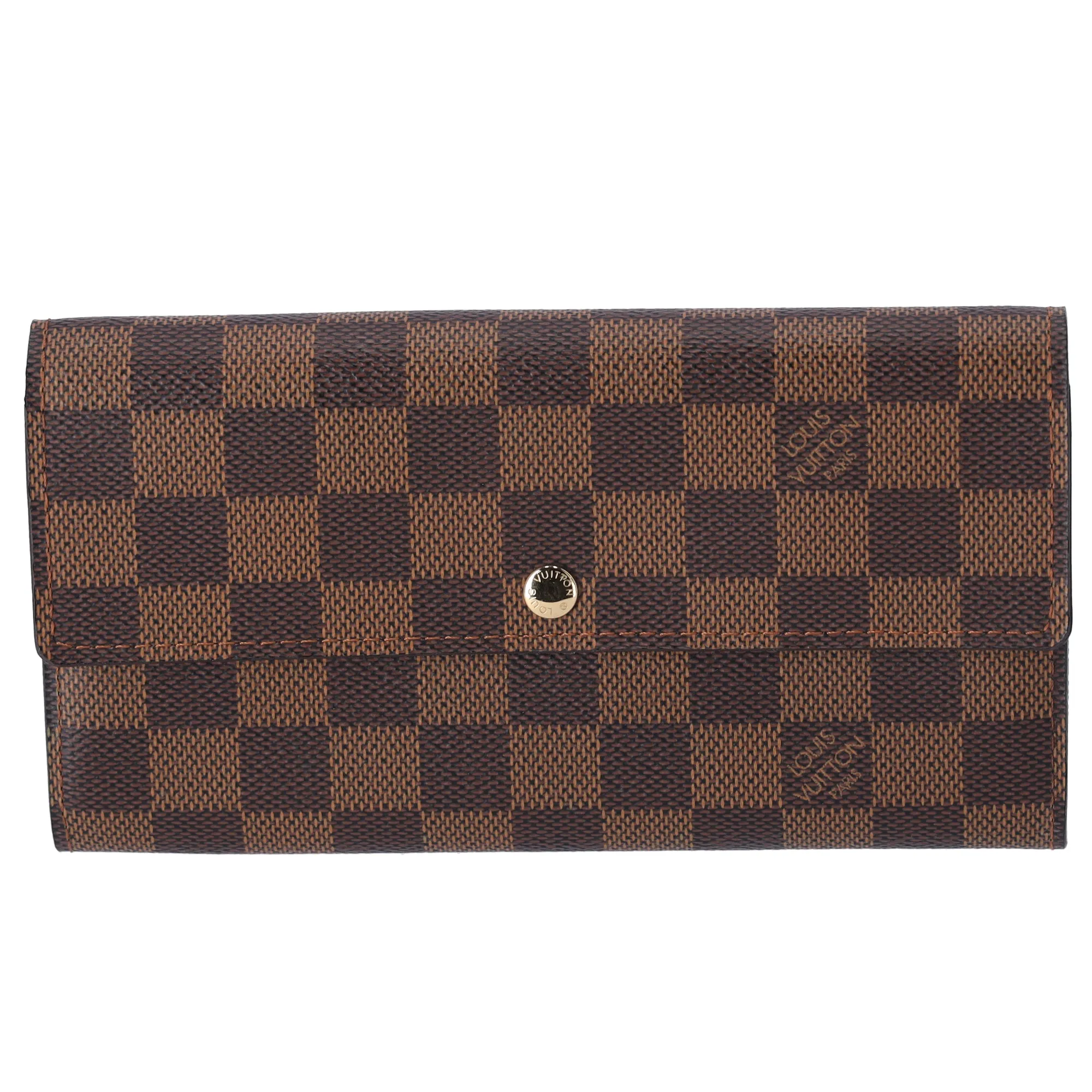 Louis Vuitton Sarah Damier Ebene Long Wallet N61724 Brown sold by Gaby's Bags