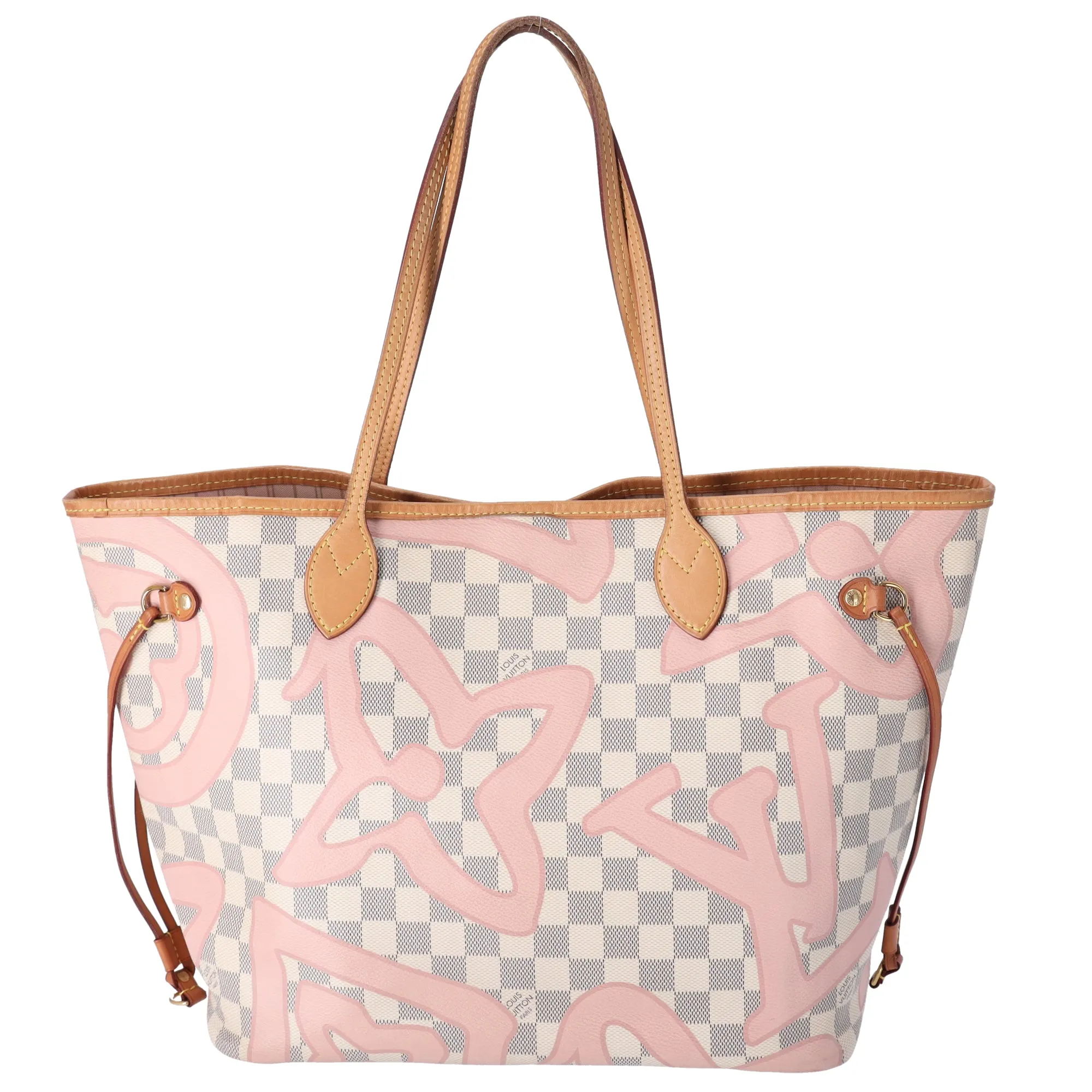 Louis Vuitton Damier Azur Tahitienne Neverfull MM Tote Beige Pink + Pouch sold by Gaby's Bags product image thumbnail 4