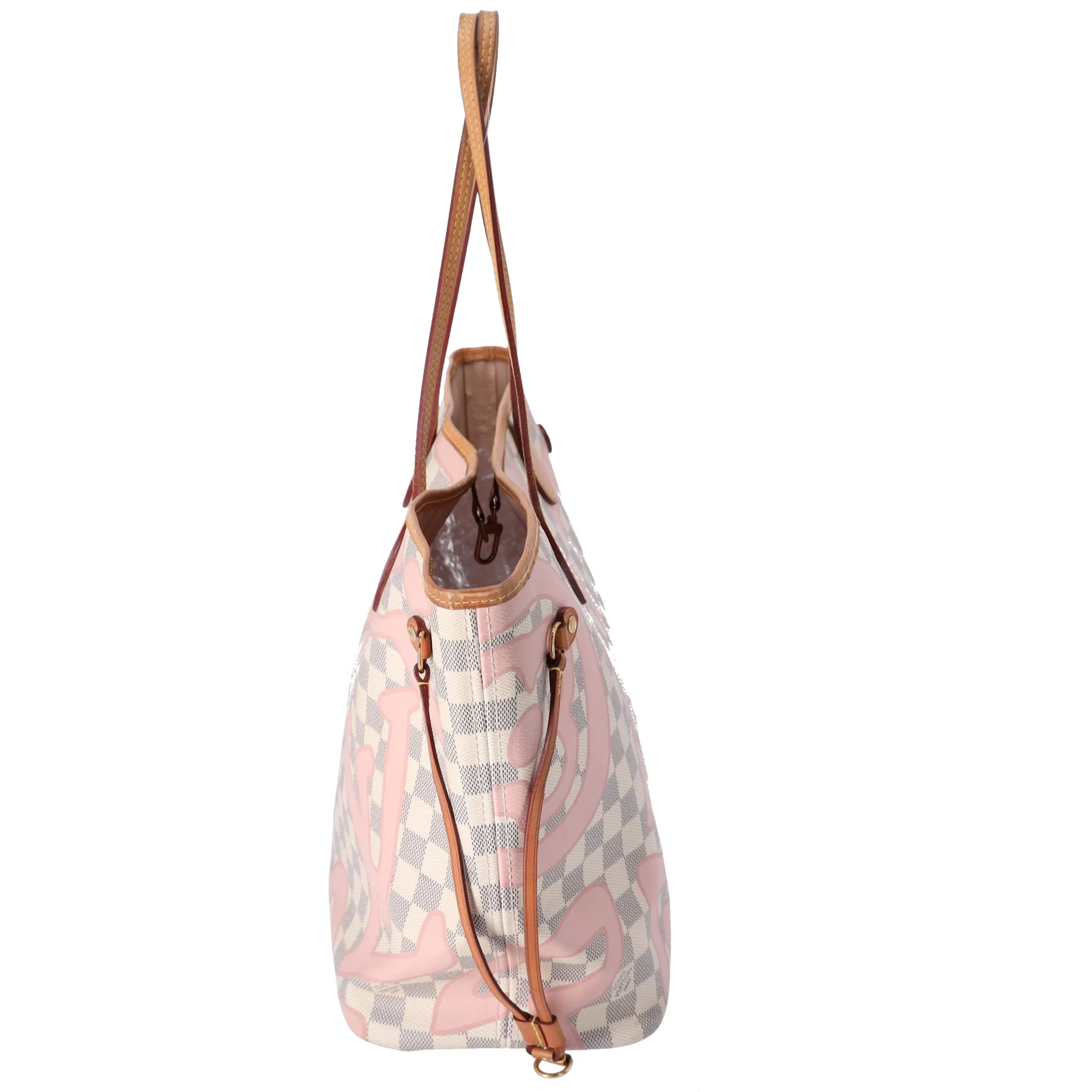 Louis Vuitton Damier Azur Tahitienne Neverfull MM Tote Beige Pink + Pouch sold by Gaby's Bags product image thumbnail 5