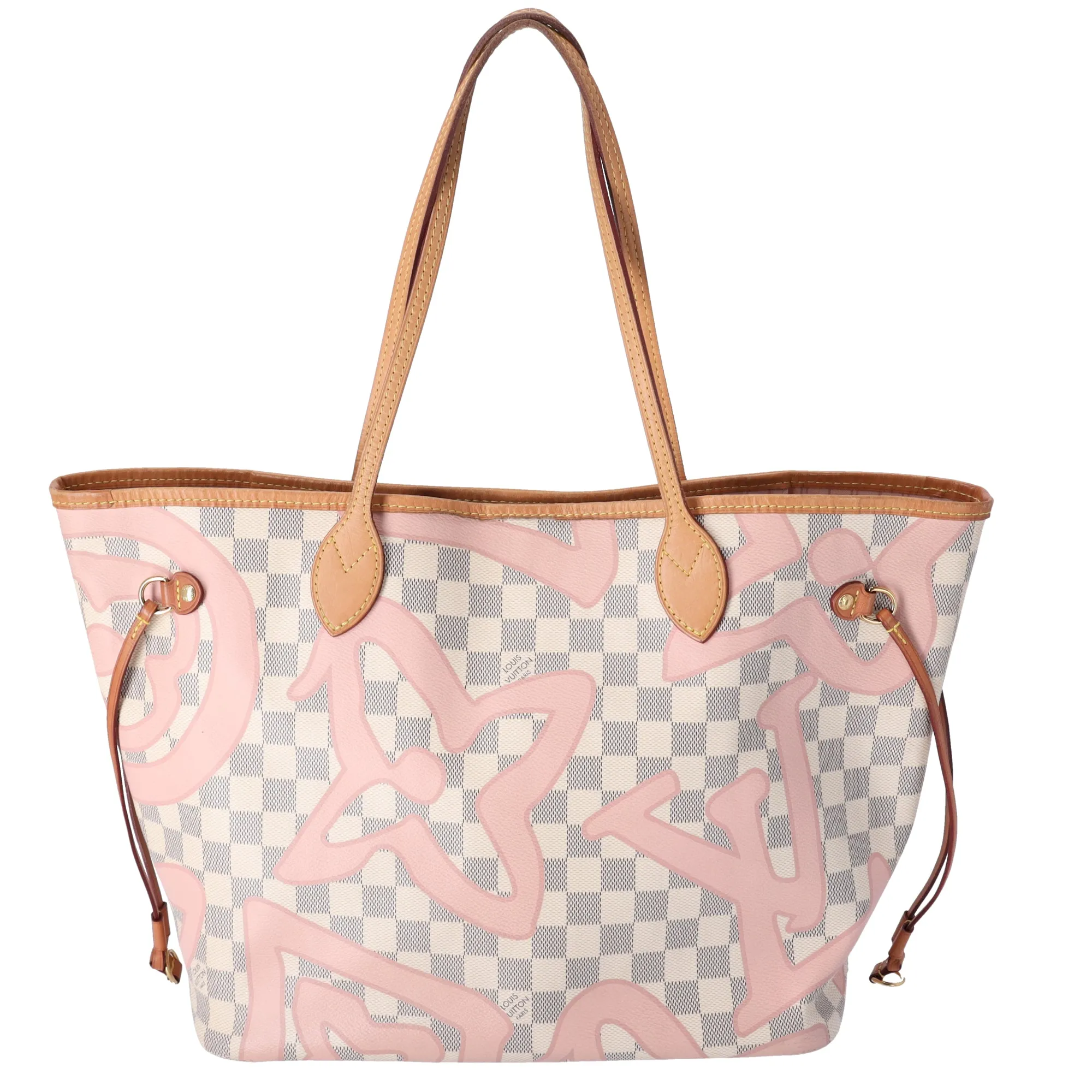 Louis Vuitton Damier Azur Tahitienne Neverfull MM Tote Beige Pink + Pouch sold by Gaby's Bags product image thumbnail 2