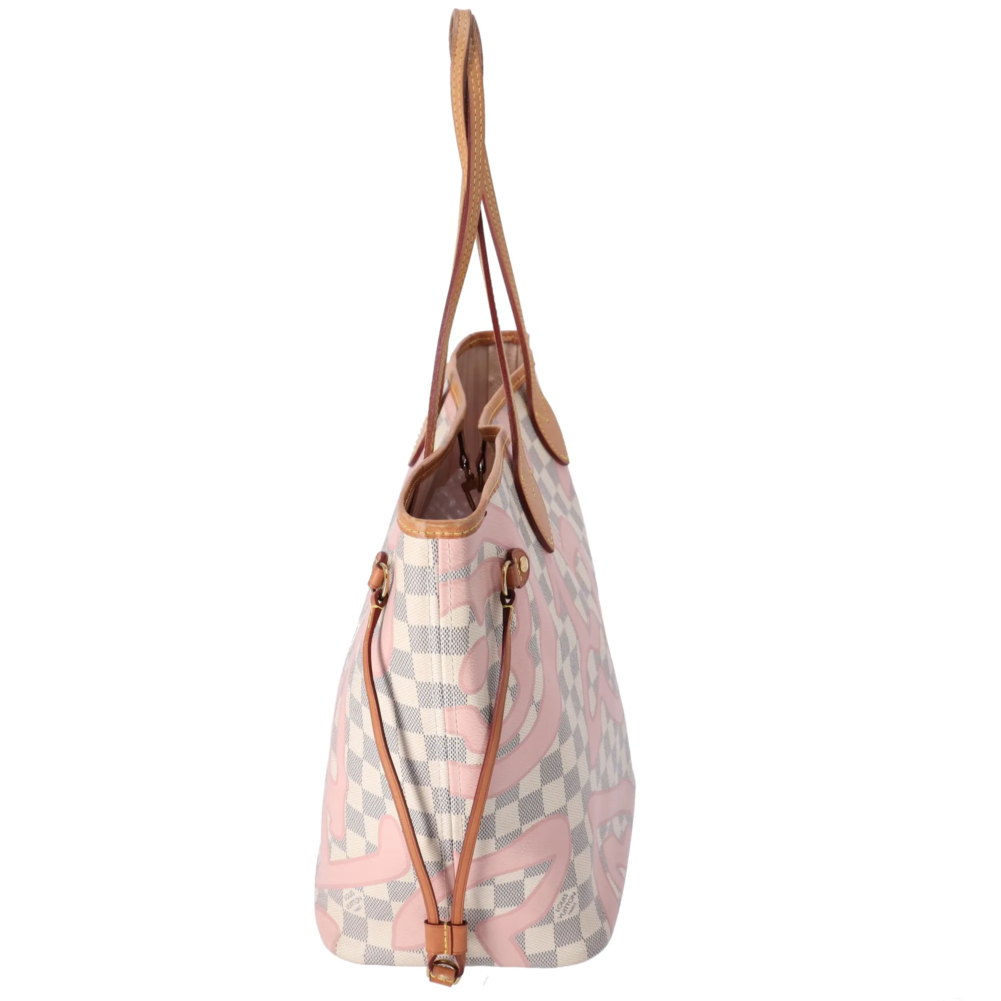 Louis Vuitton Damier Azur Tahitienne Neverfull MM Tote Beige Pink + Pouch sold by Gaby's Bags product image thumbnail 3