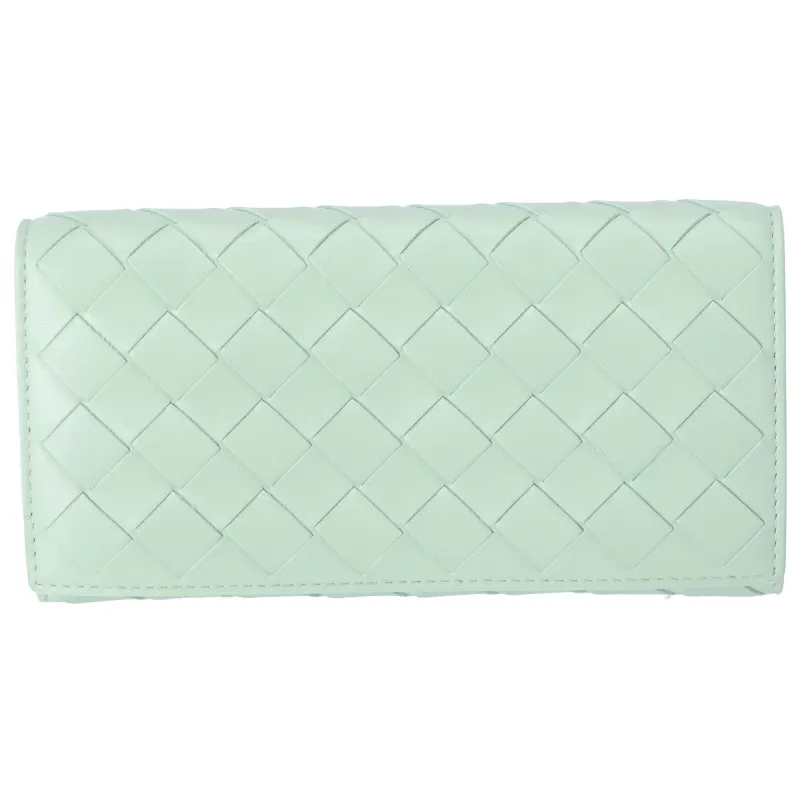 Bottega Veneta Maxi Intrecciato Long Wallet Light Green Leather sold by Gaby's Bags