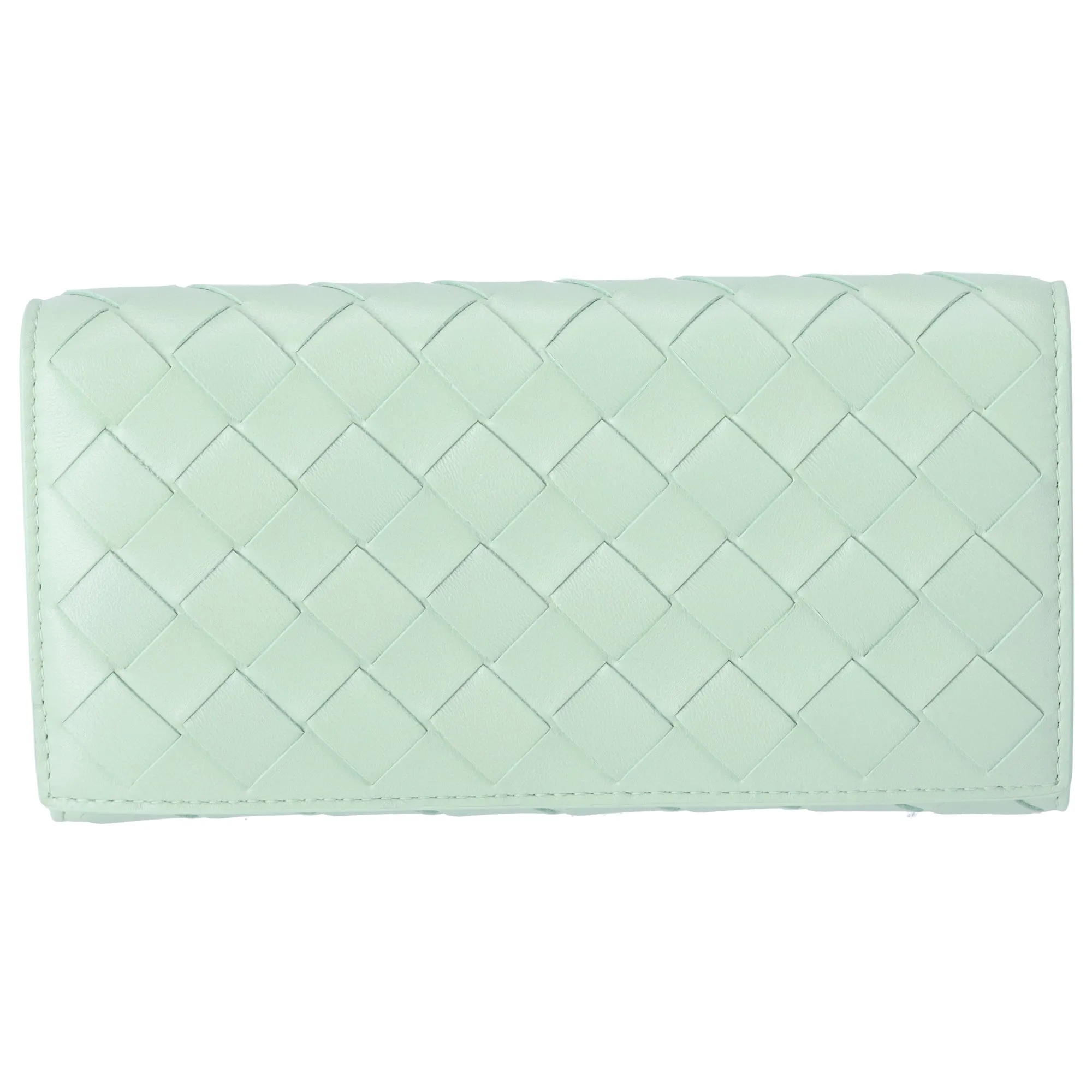 Bottega Veneta Maxi Intrecciato Long Wallet Light Green Leather sold by Gaby's Bags