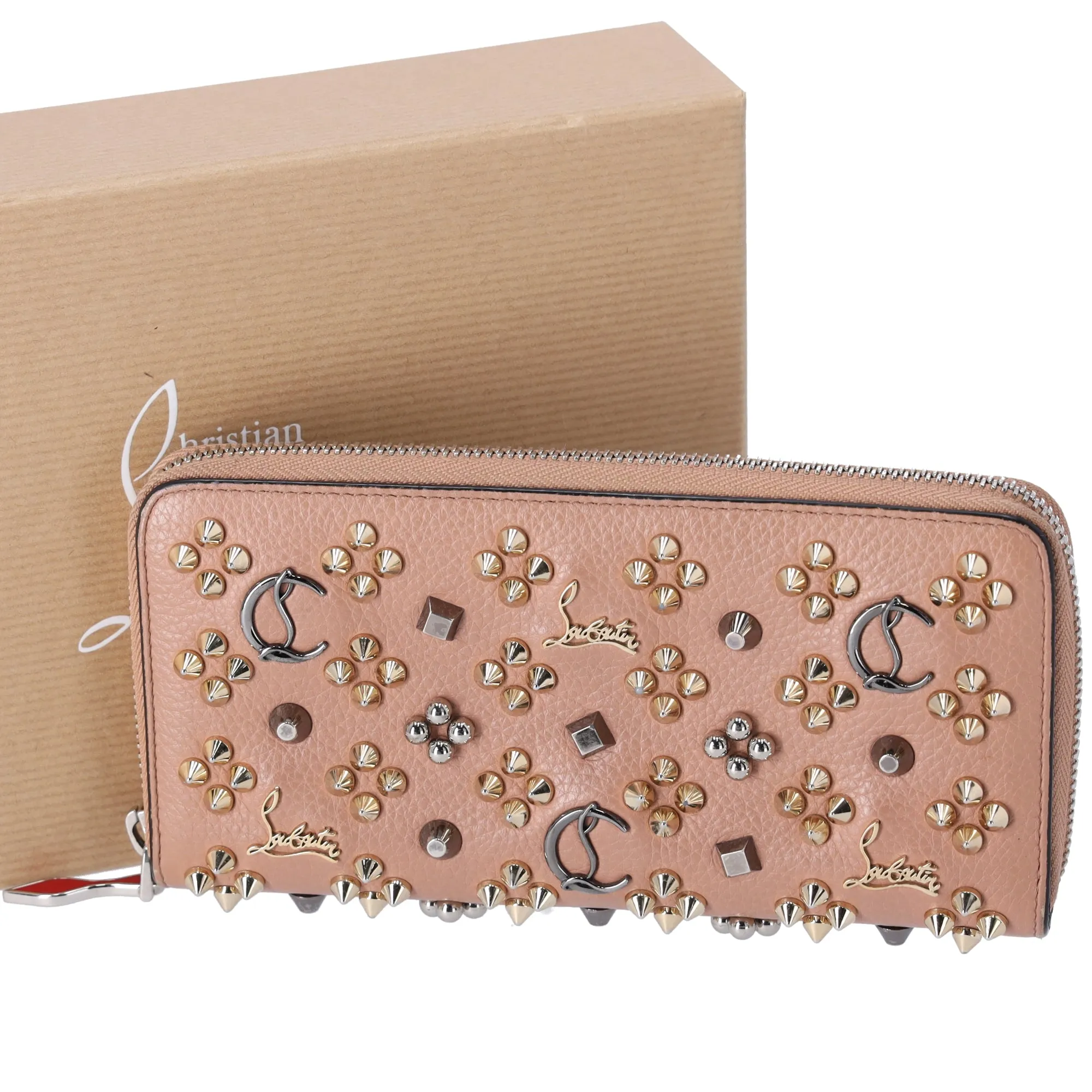 Christian Louboutin Panettone Long Wallet 31752245271 Beige Gold Silver Leather sold by Gaby's Bags