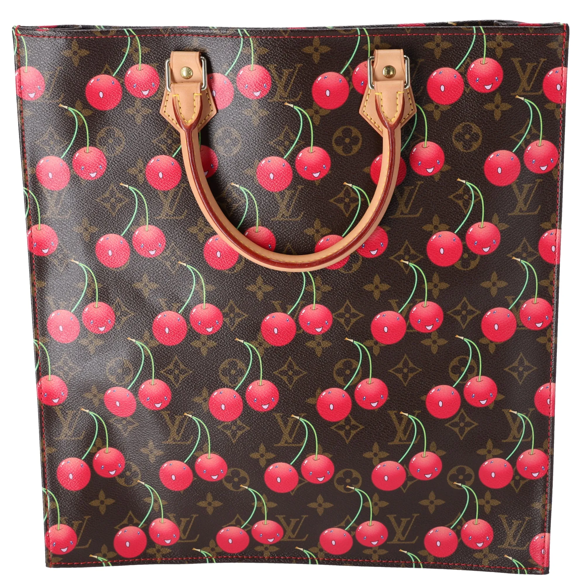 Louis Vuitton x Murakami Sac Plat Monogram Cherry Tote Bag M95010 Leather sold by Gaby's Bags