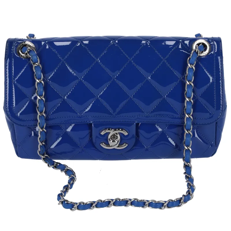 CHANEL Single Flap Matelasse Shoulder Bag Blue Patent Leather sold by Gaby's Bags