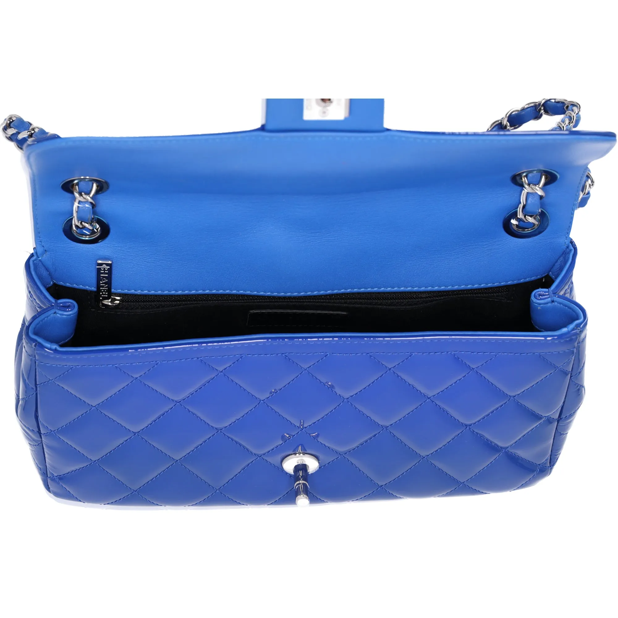 CHANEL Single Flap Matelasse Shoulder Bag Blue Patent Leather sold by Gaby's Bags product image thumbnail 5