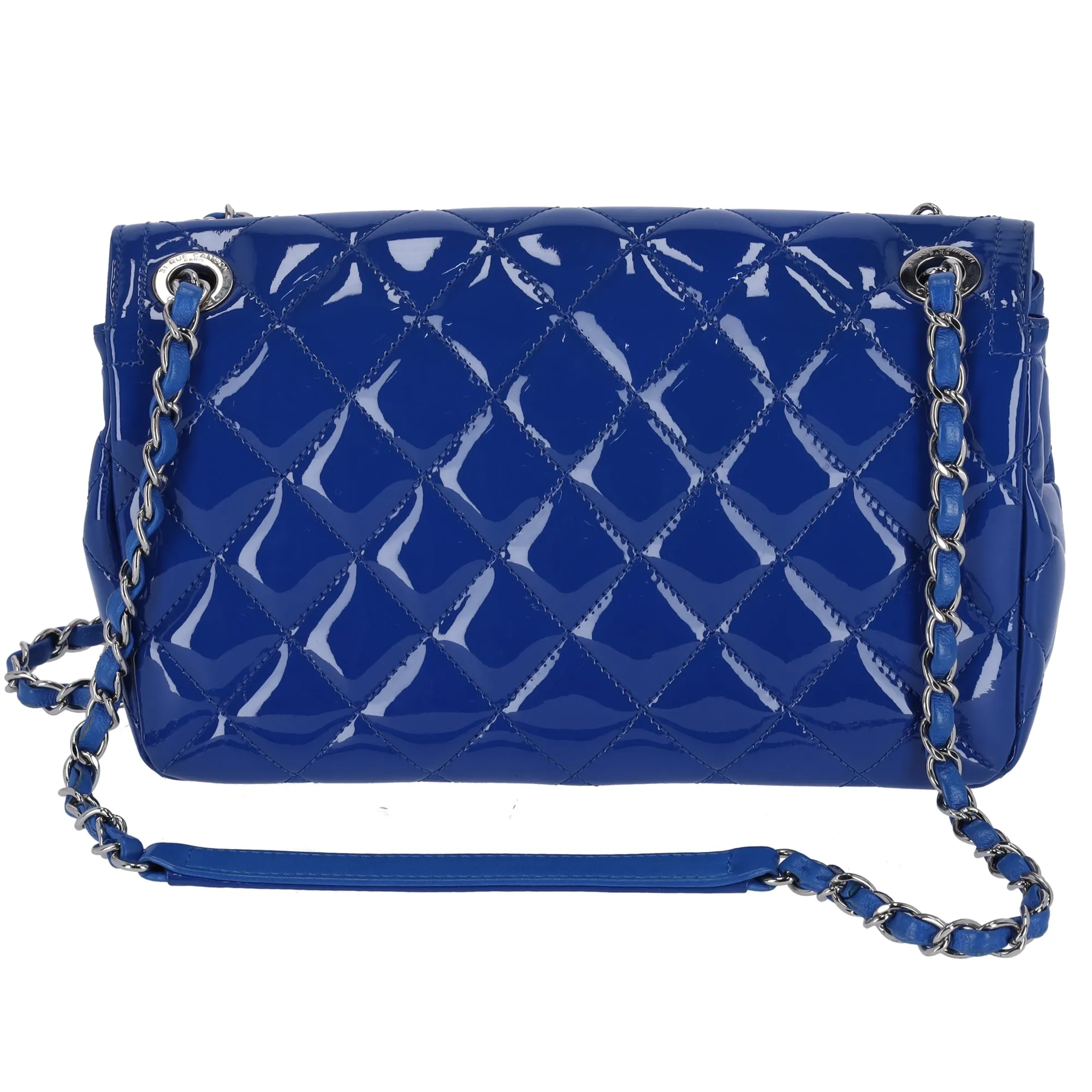 CHANEL Single Flap Matelasse Shoulder Bag Blue Patent Leather sold by Gaby's Bags product image thumbnail 3