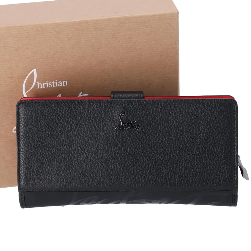 Christian Louboutin Paloma Long Wallet 3195086 Black Red Leather Rubber sold by Gaby's Bags