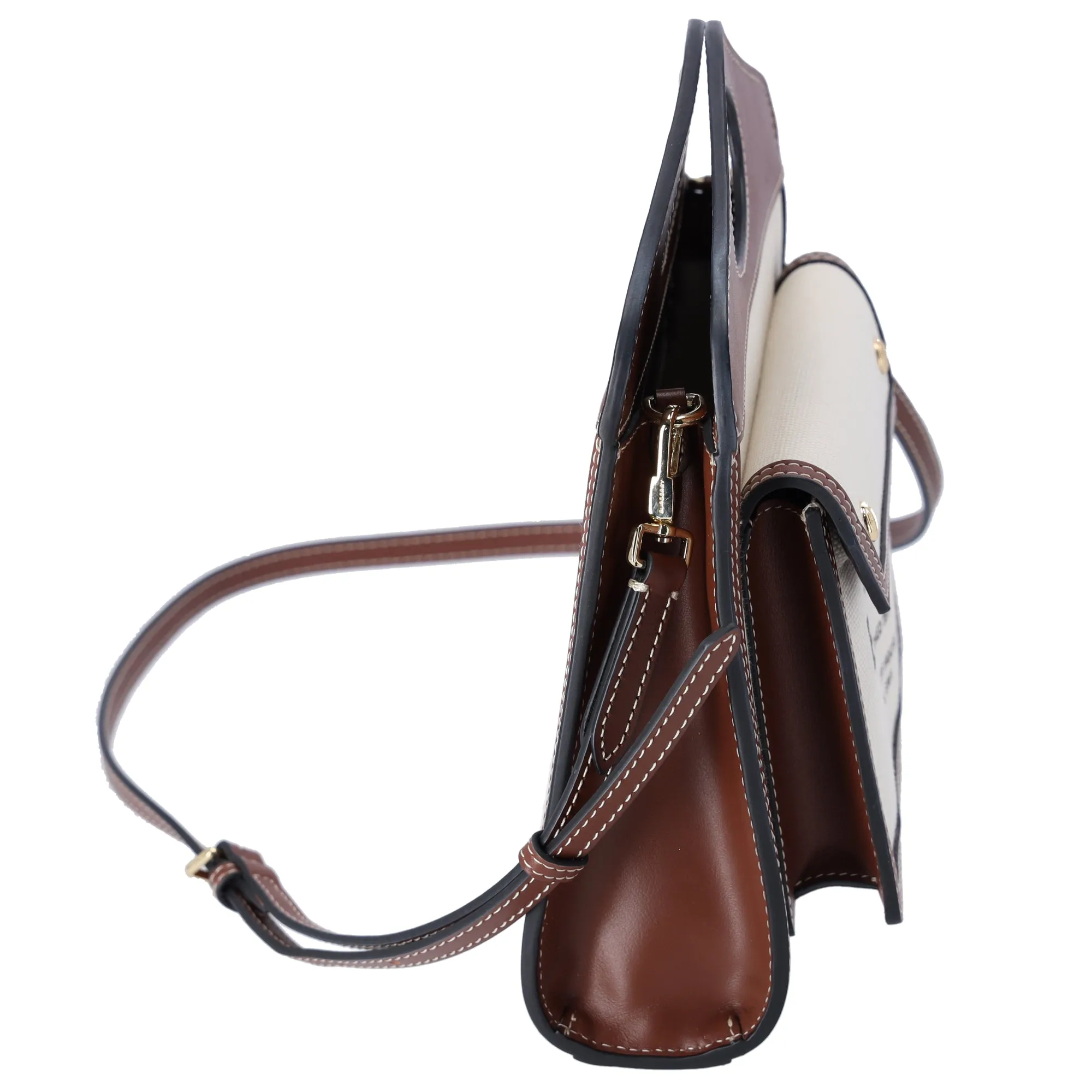 Burberry Mini Pocket Bag Tote Bag Cream Dark Brown Canvas Leather sold by Gaby's Bags product image thumbnail 2