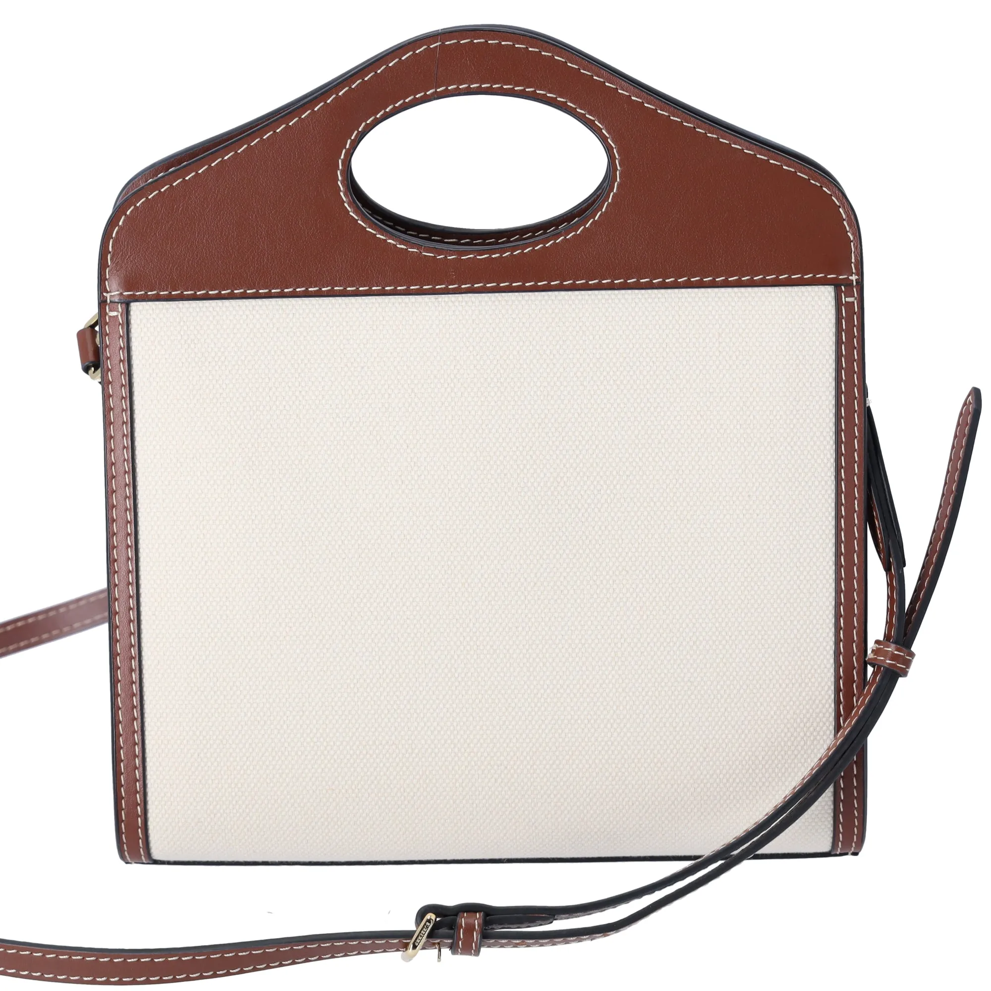 Burberry Mini Pocket Bag Tote Bag Cream Dark Brown Canvas Leather sold by Gaby's Bags product image thumbnail 3