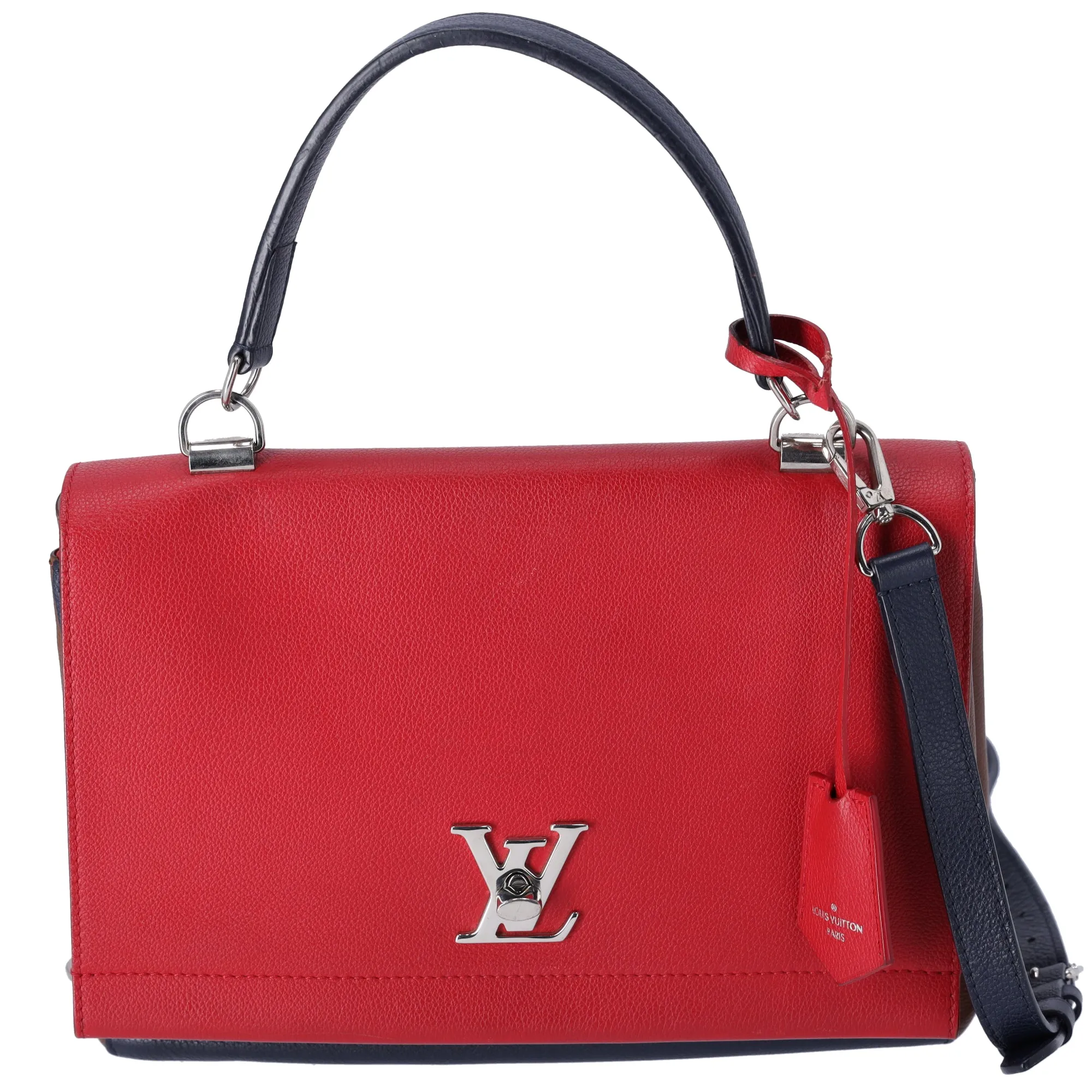 Louis Vuitton Lockme II Handbag M42859 Red Dark Navy Brown Leather sold by Gaby's Bags
