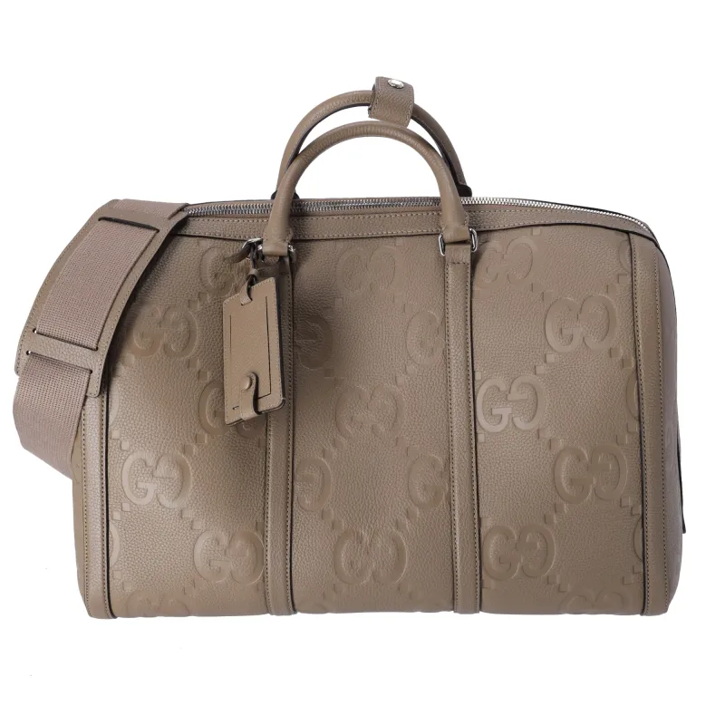 Gucci Jumbo GG Embossed Leather Duffle Bag Taupe sold by Gaby's Bags