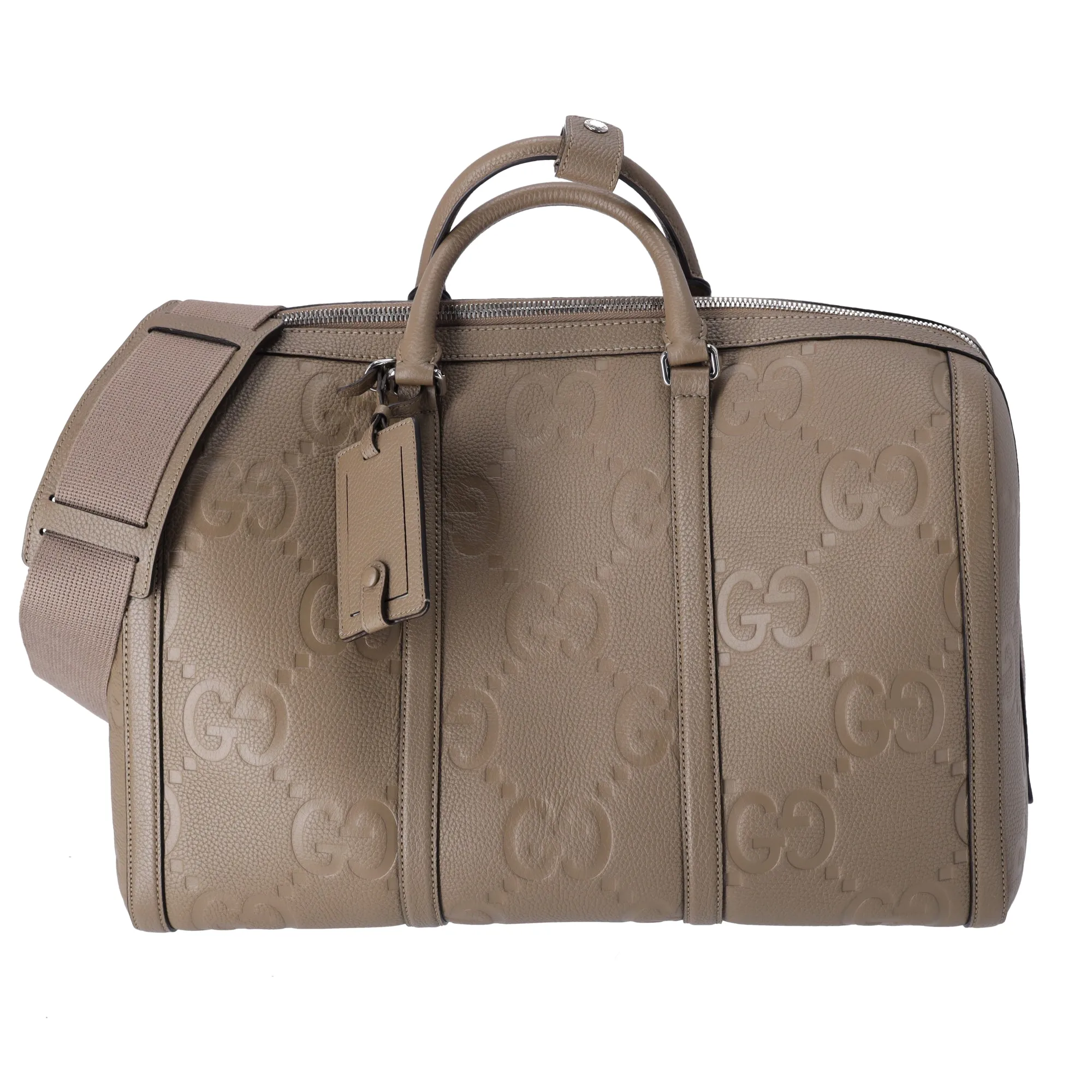 Gucci Jumbo GG Embossed Leather Duffle Bag Taupe sold by Gaby's Bags