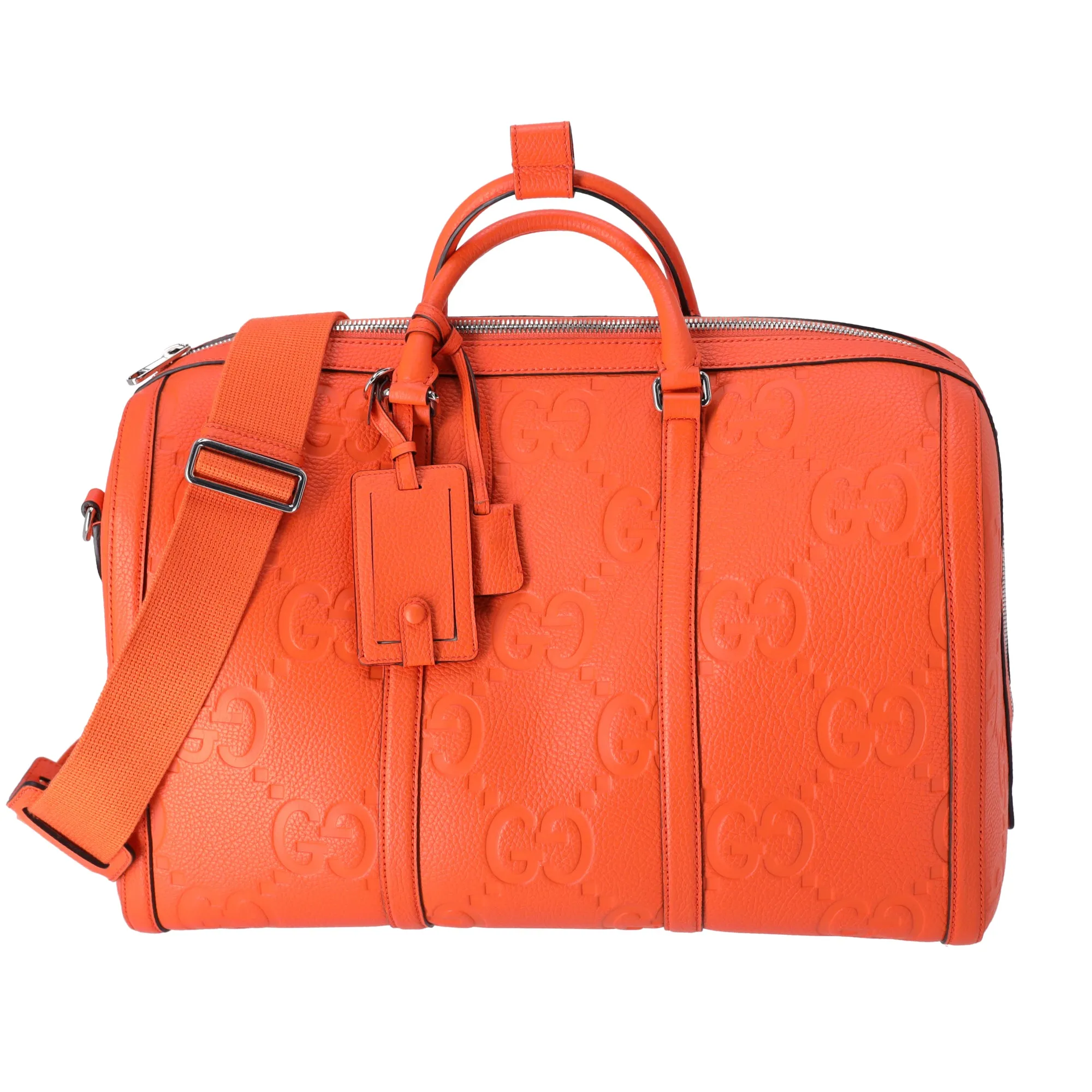 Gucci Orange Jumbo GG Embossed Leather Small Duffle Bag sold by Gaby's Bags