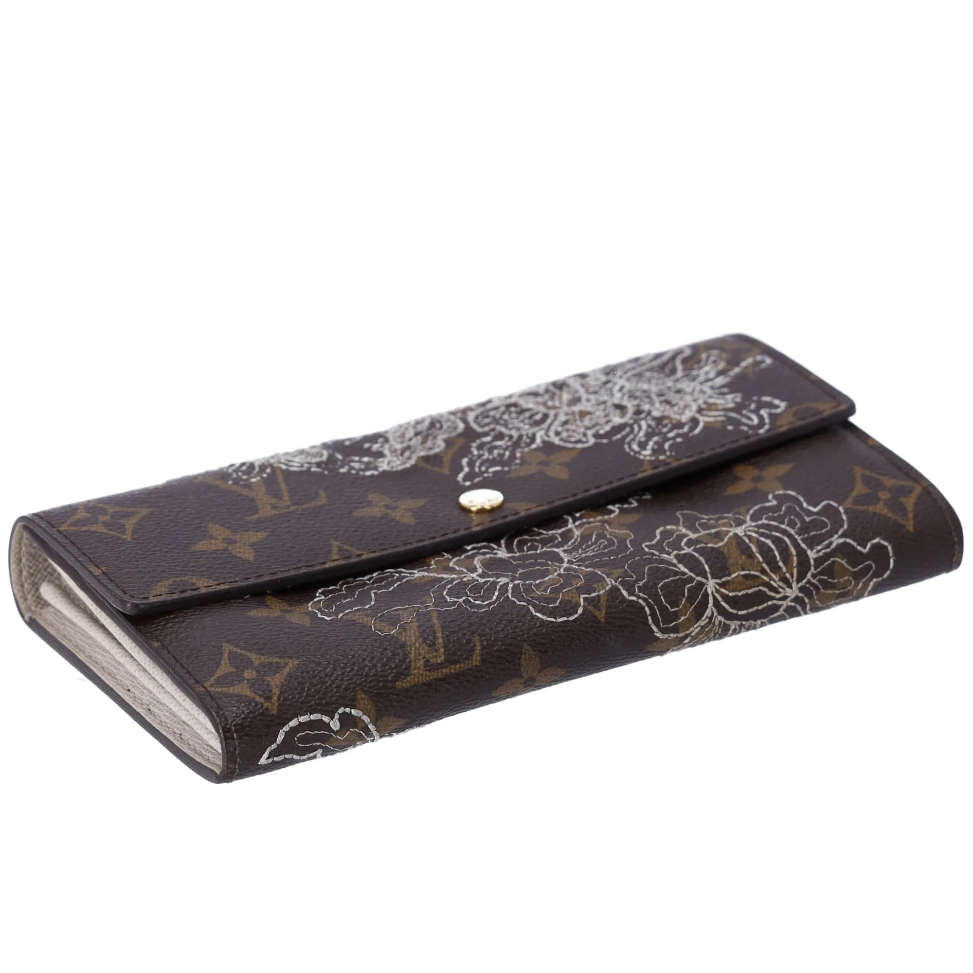 Louis Vuitton Monogram Dentelle Sarah Wallet Brown Silver sold by Gaby's Bags product image thumbnail 3