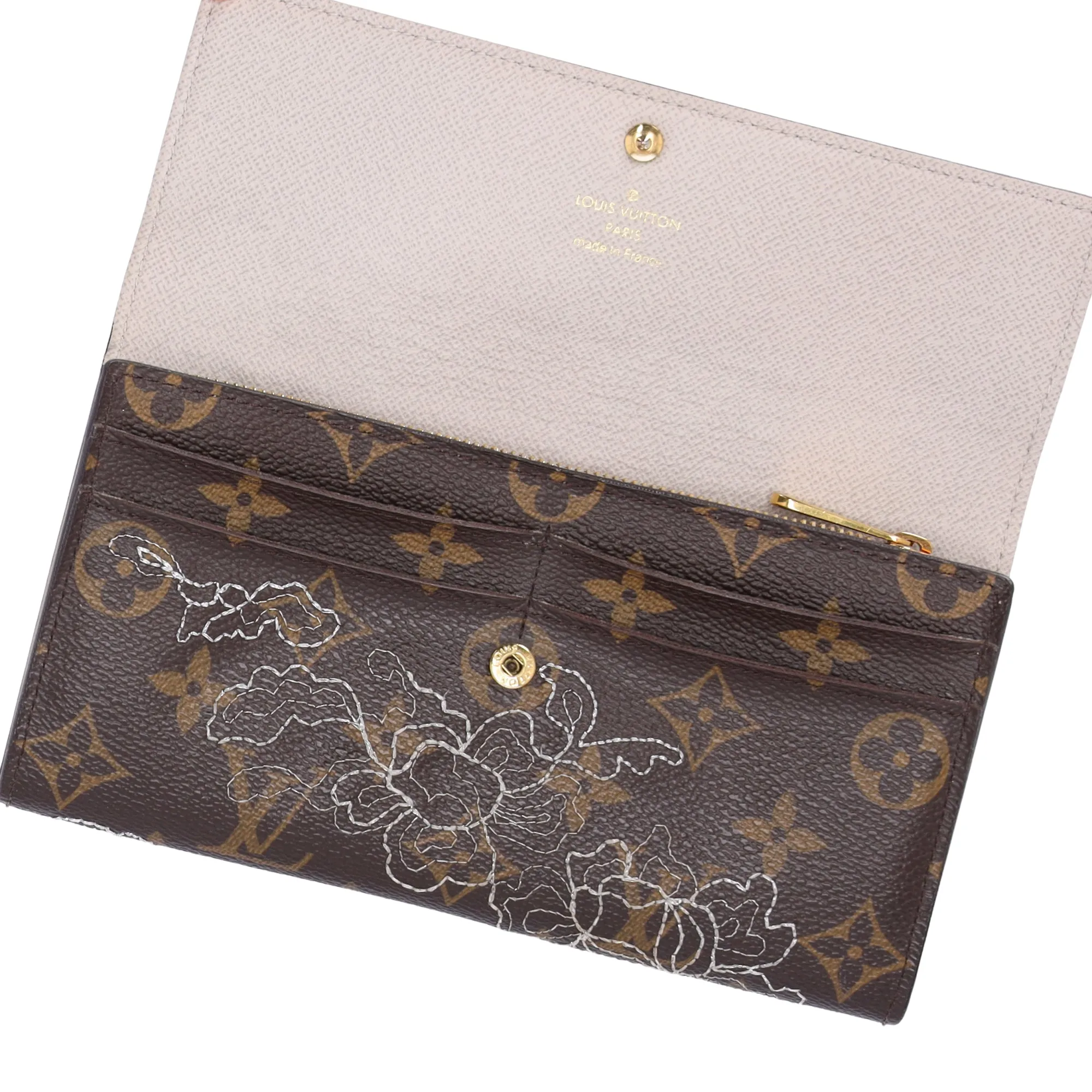 Louis Vuitton Monogram Dentelle Sarah Wallet Brown Silver sold by Gaby's Bags product image thumbnail 4