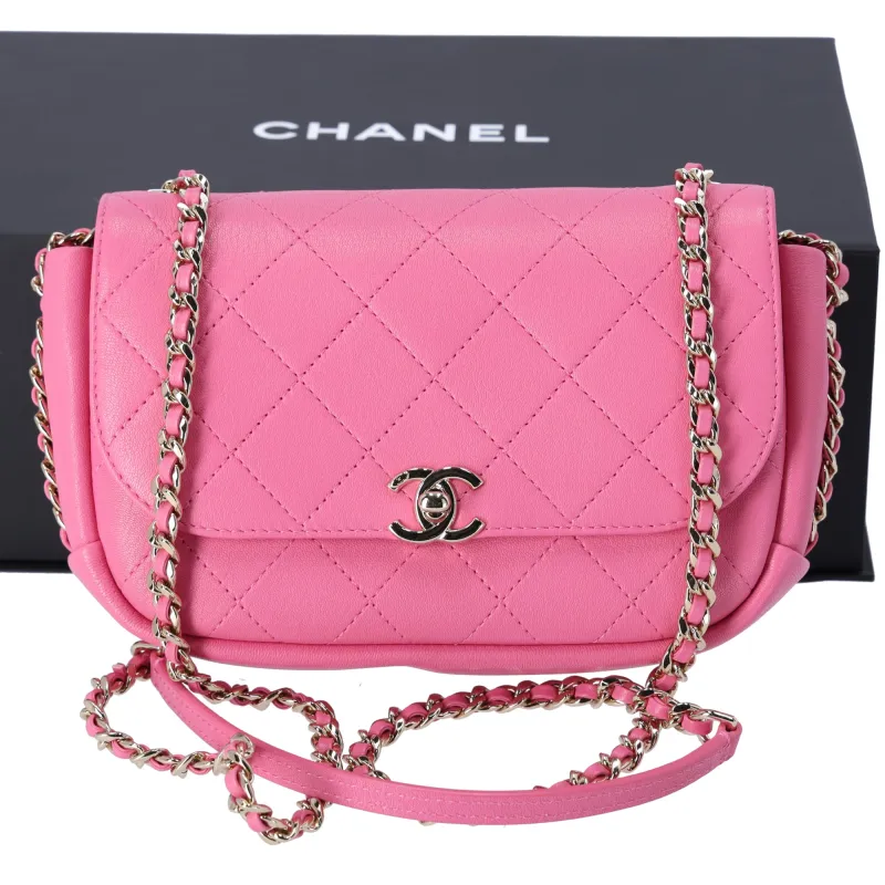CHANEL Stitched CC Day Flap Bag Pink Lambskin sold by Gaby's Bags