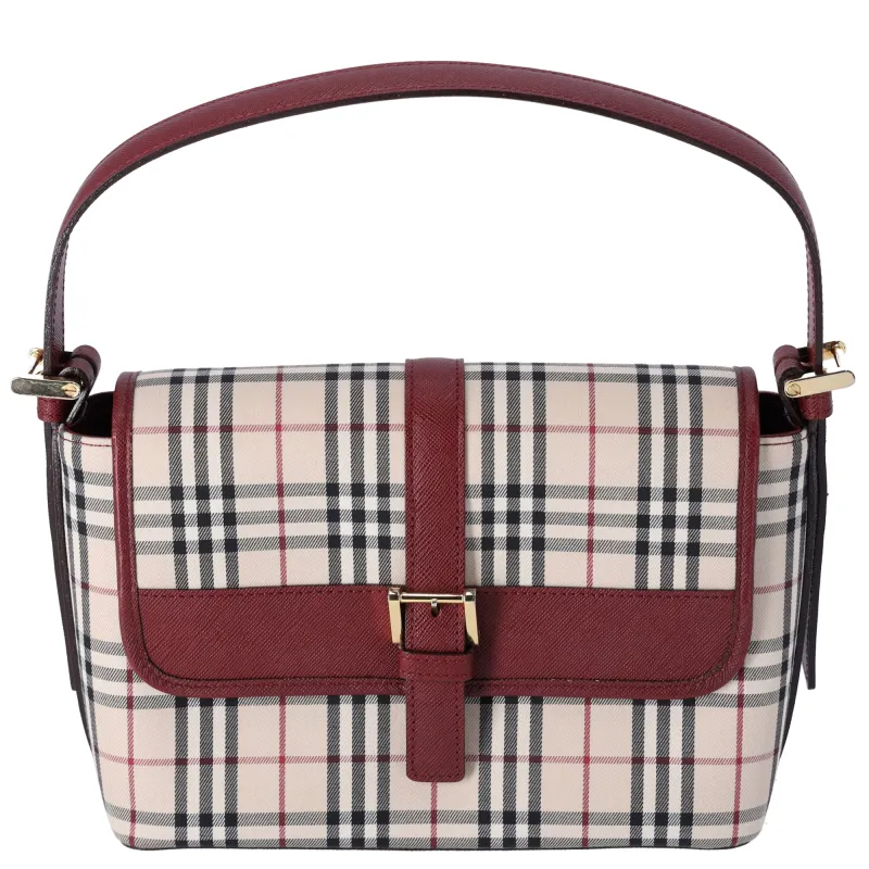 Burberry Shoulder Bag Cream Bordeaux Multi Jacquard Leather made by Burberry