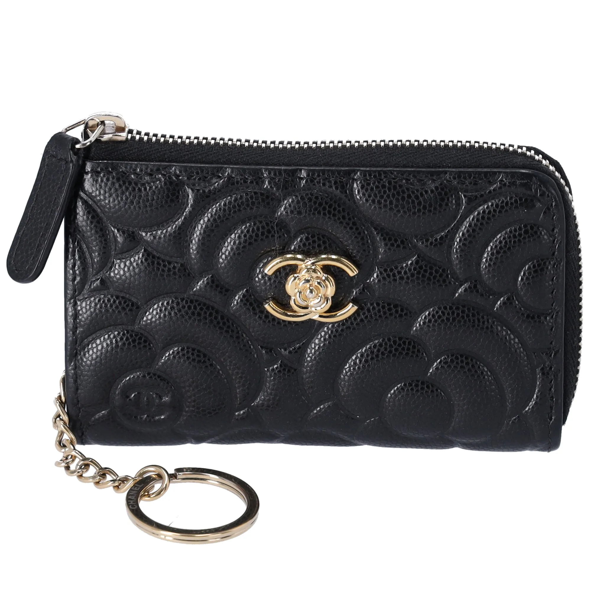 CHANEL Camellia Coin Case Wallet Black Caviar Leather sold by Gaby's Bags