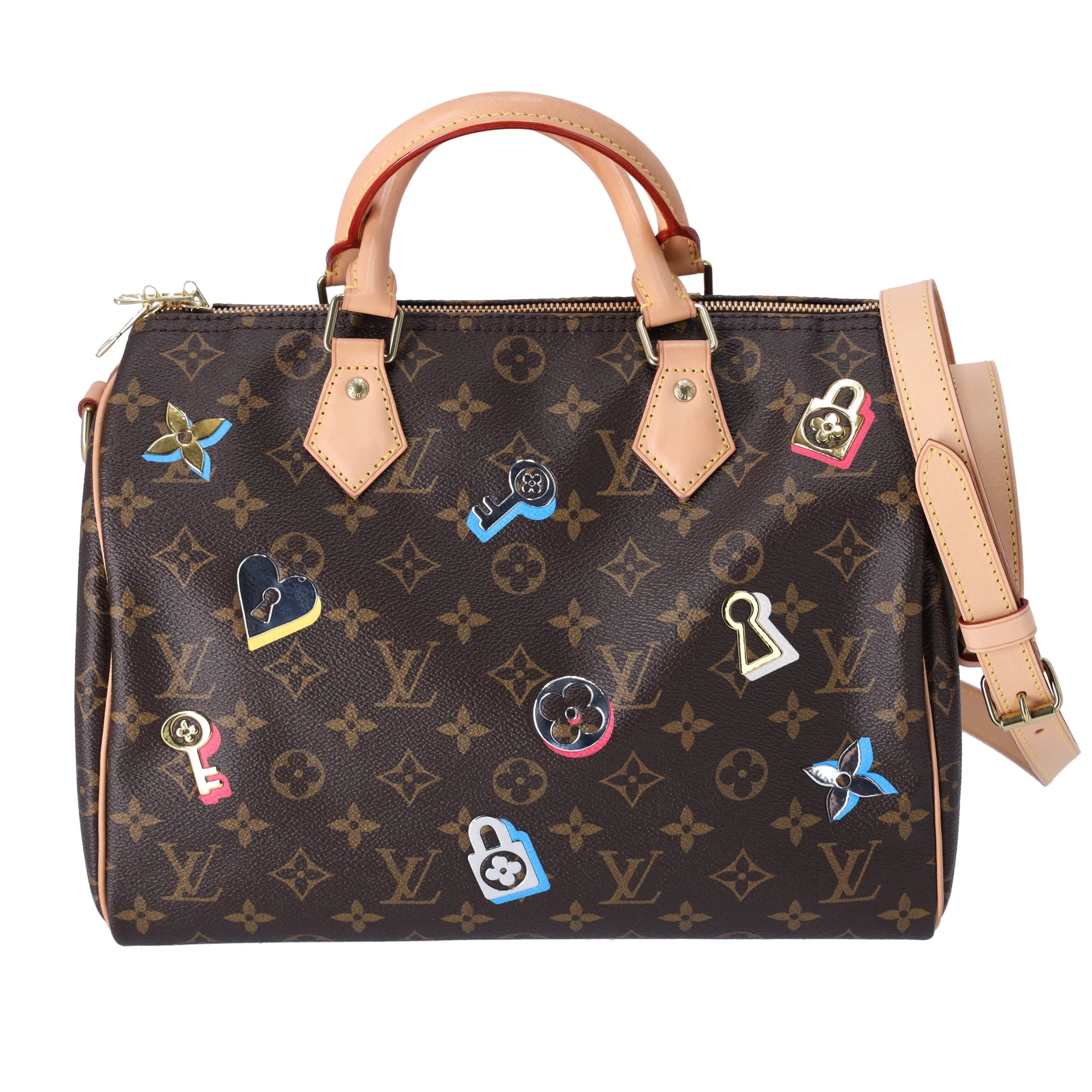 Louis Vuitton Speedy Bandouliere 30 Monogram Love Lock Handbag M44365 sold by Gaby's Bags