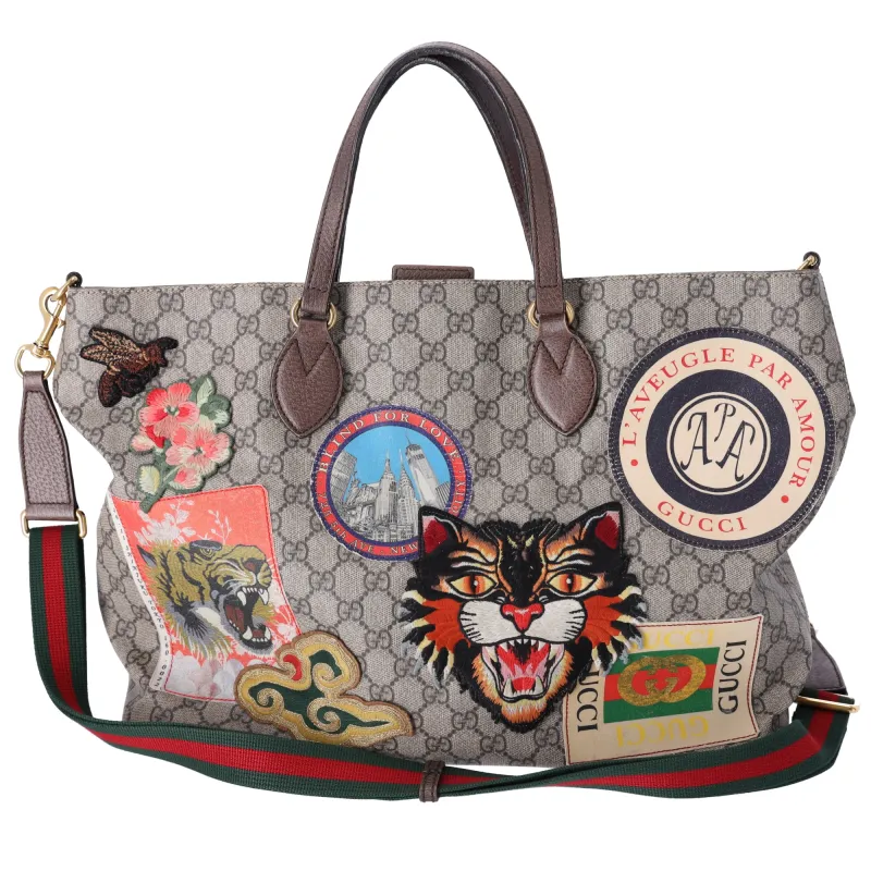 Gucci Large Courrier Convertible Tote GG Coated Canvas Applique sold by Gaby's Bags