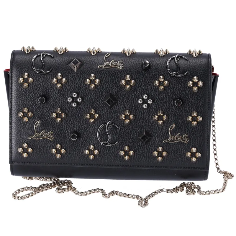 Christian Louboutin Paloma Clutch Bag Crossbody Black Leather Studded sold by Gaby's Bags