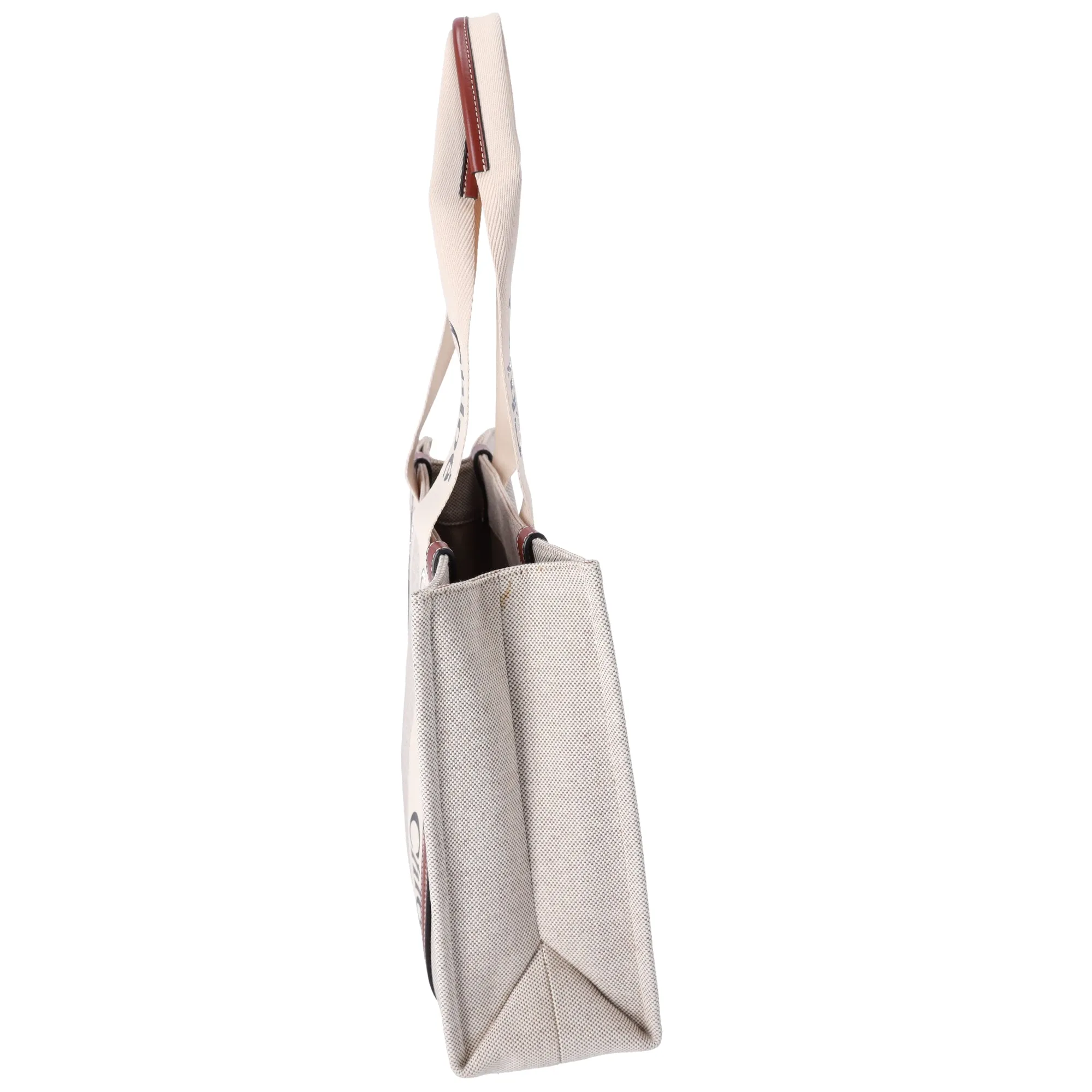 Chloe Woody Medium Tote Bag Cream Brown Canvas Leather sold by Gaby's Bags product image thumbnail 2