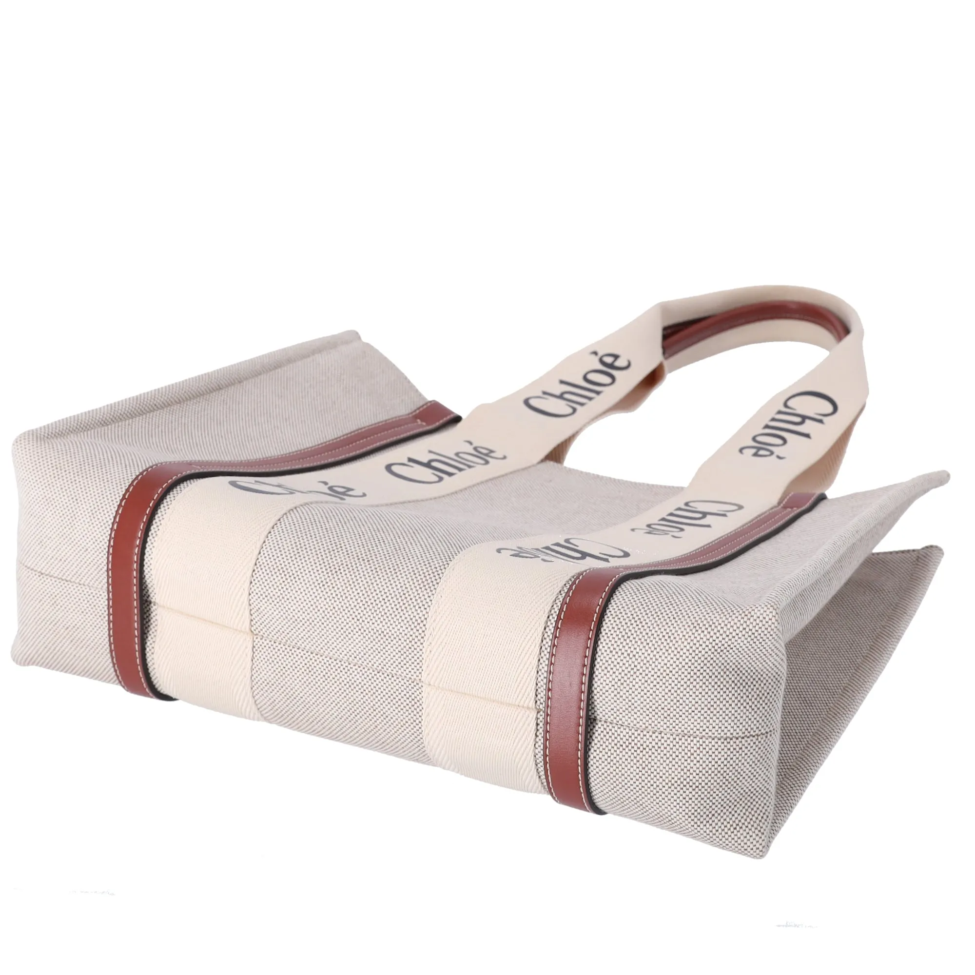 Chloe Woody Medium Tote Bag Cream Brown Canvas Leather sold by Gaby's Bags product image thumbnail 4