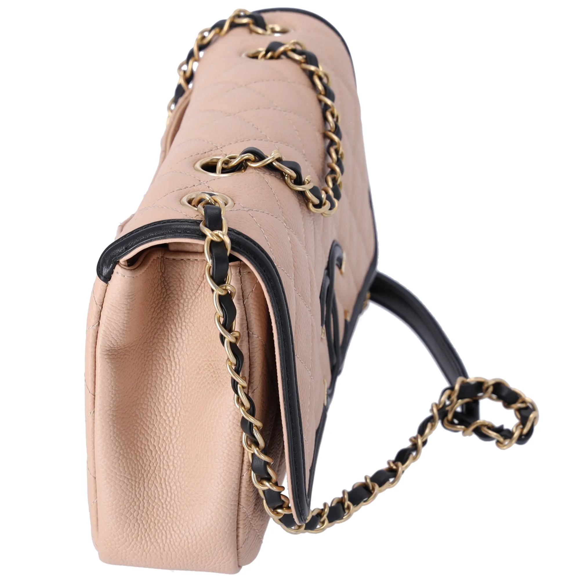 CHANEL CC Filigree Matelass Flap Bag A93341 Beige Black Calfskin sold by Gaby's Bags product image thumbnail 4