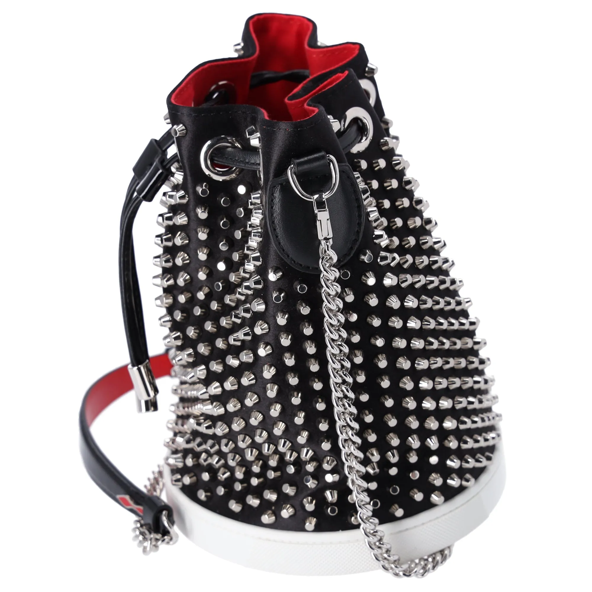Christian Louboutin Marie Jane Bucket Shoulder Bag Black Silver Red Satin sold by Gaby's Bags product image thumbnail 2