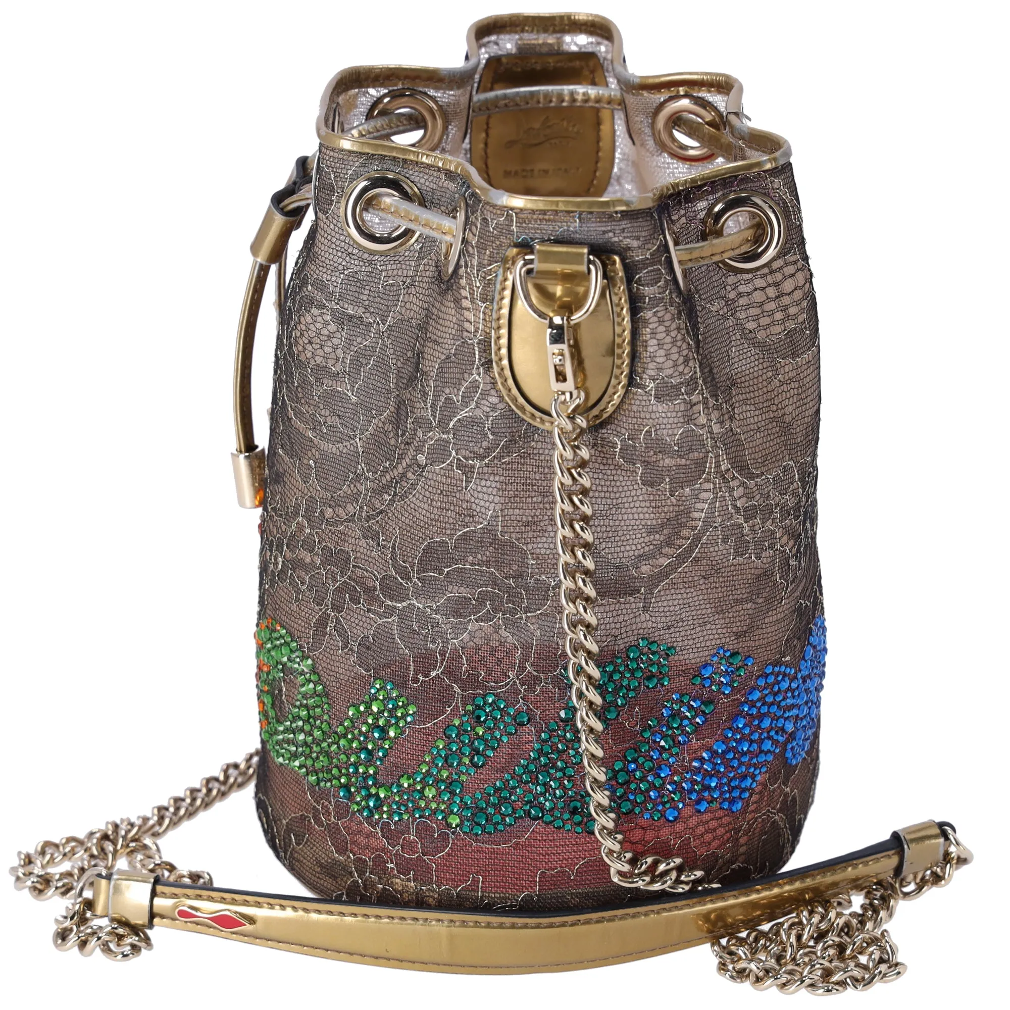 Christian Louboutin Marie jane Shoulder Bag Gold Red Blue Nylon Rhinestones sold by Gaby's Bags product image thumbnail 2