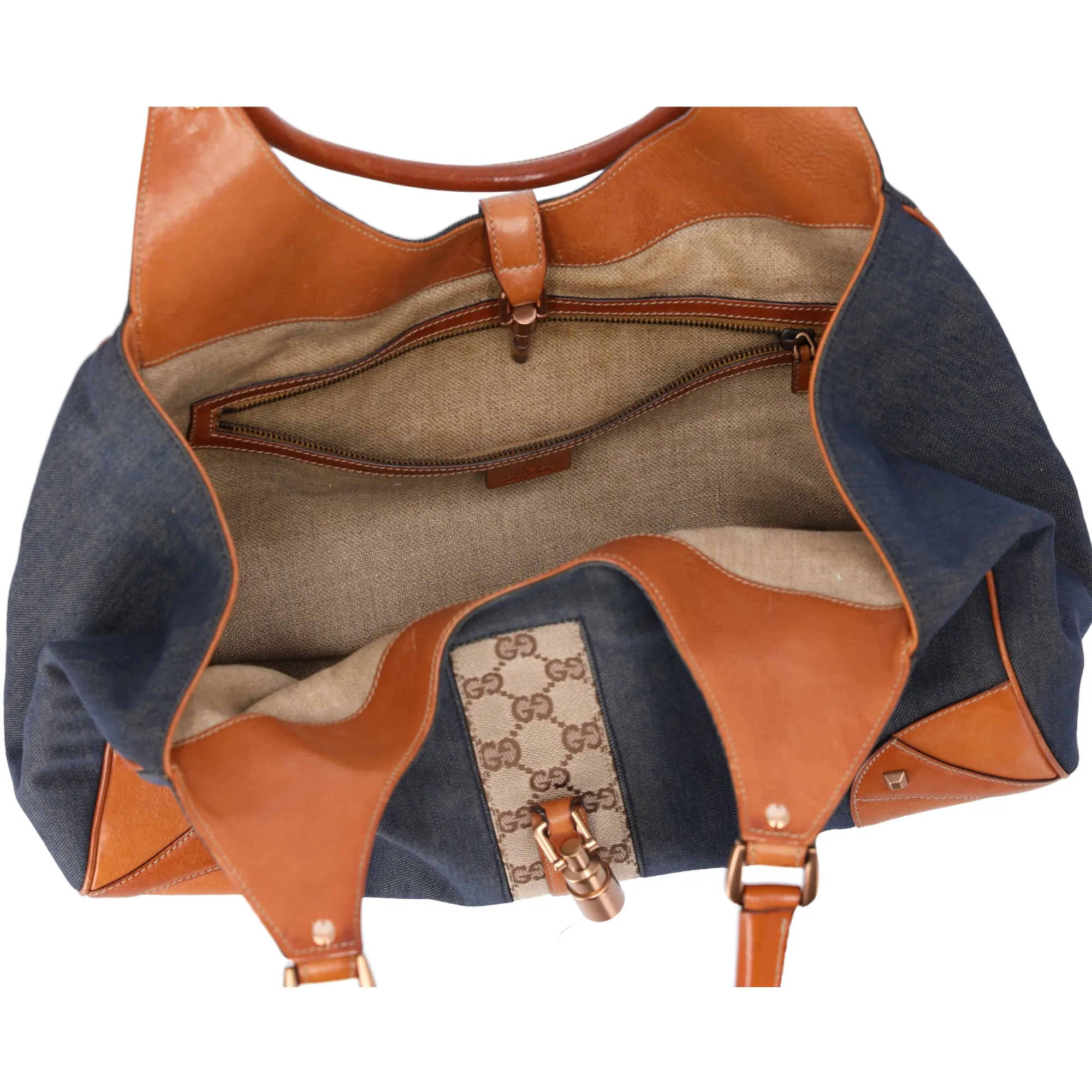 GUCCI GG New Jackie Shoulder Bag 203419 Navy Denim Brown sold by Gaby's Bags product image thumbnail 4