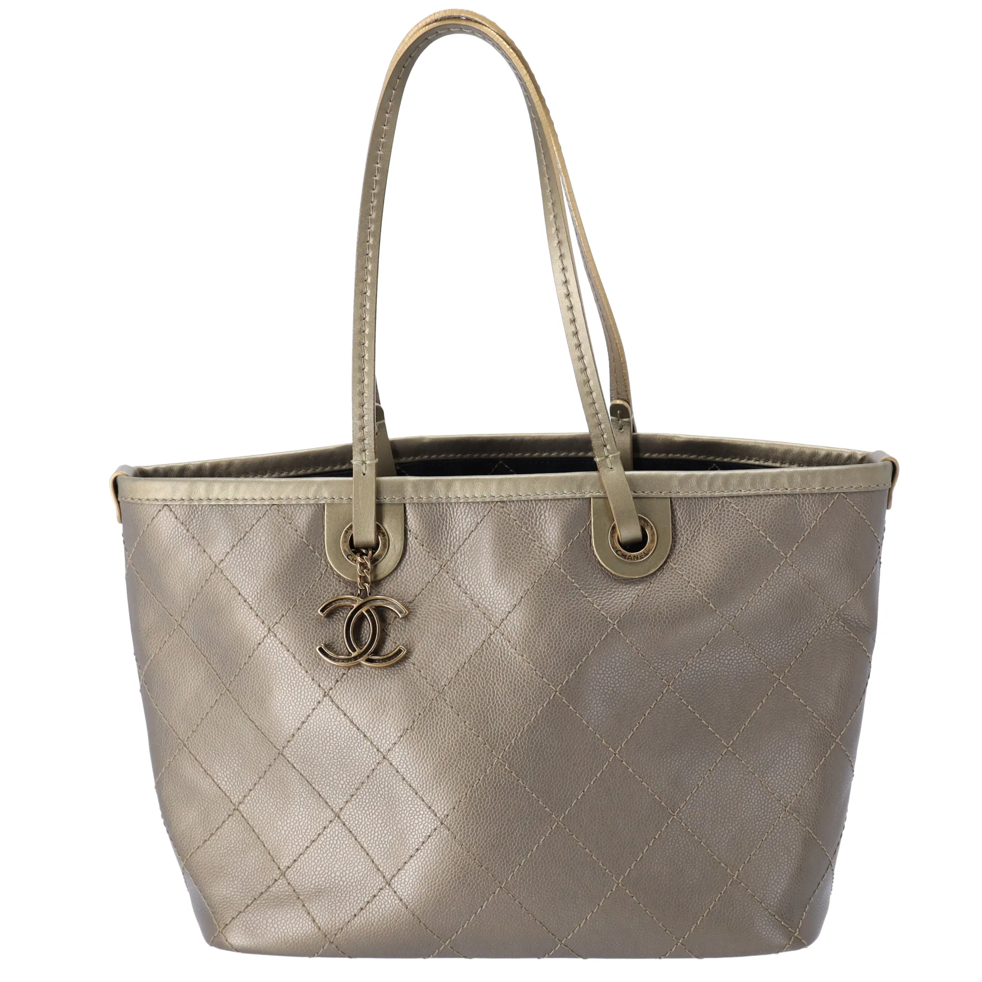 CHANEL Wild Stitch On the Road Shoulder Bag A92211 Khaki Gold sold by Gaby's Bags