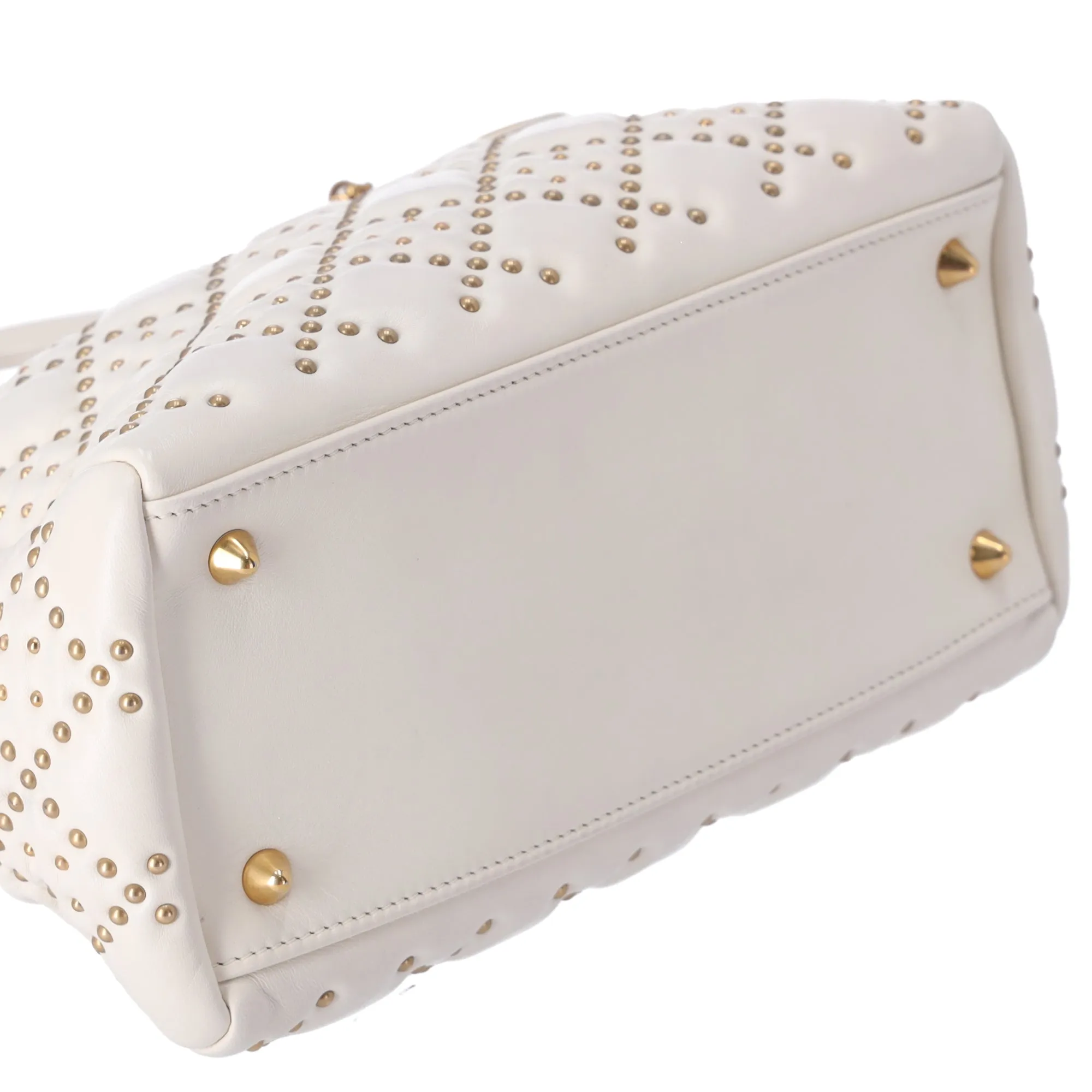 Christian Dior Lady Dior Medium Bag Handbag Cream Leather Studded sold by Gaby's Bags product image thumbnail 4
