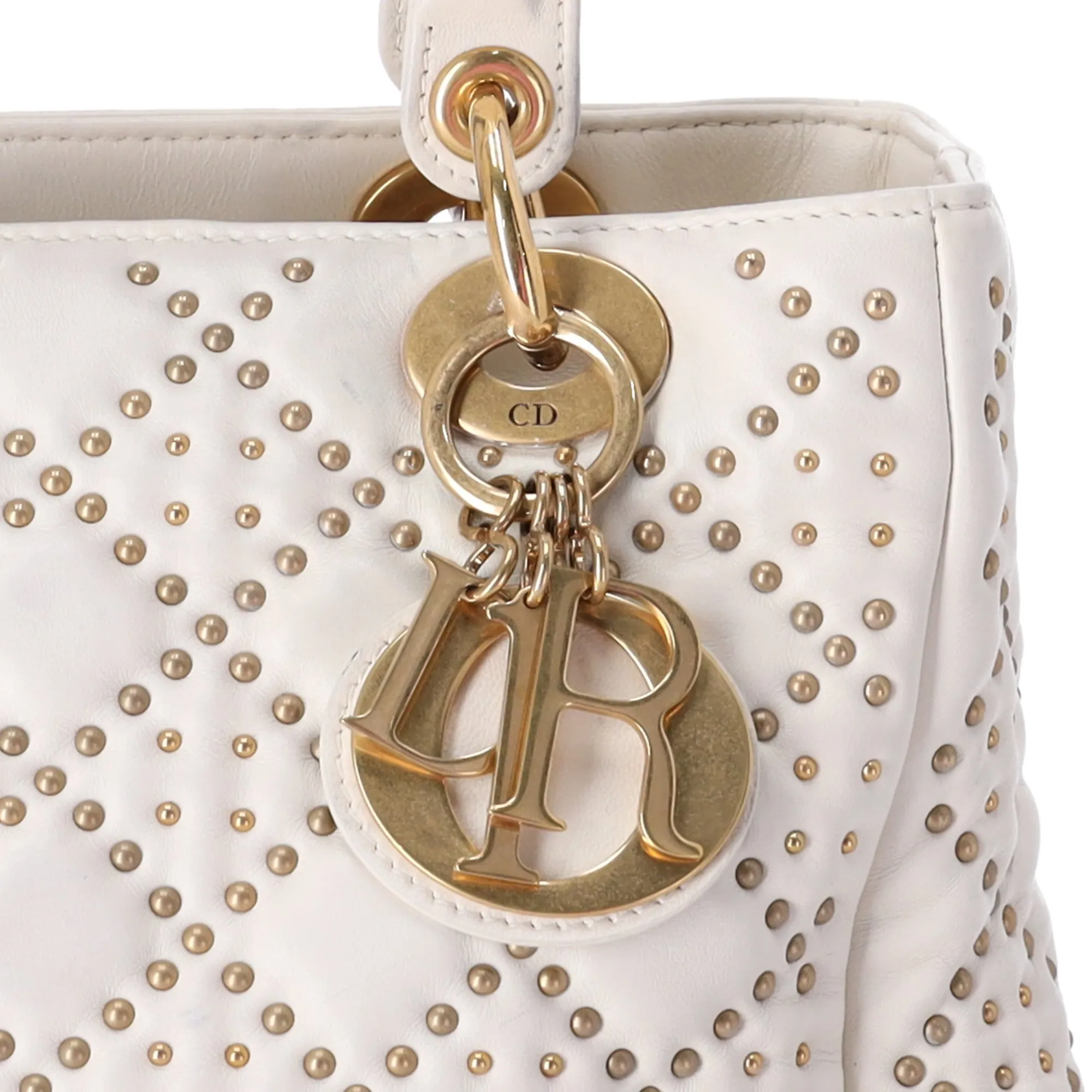 Christian Dior Lady Dior Medium Bag Handbag Cream Leather Studded sold by Gaby's Bags product image thumbnail 2