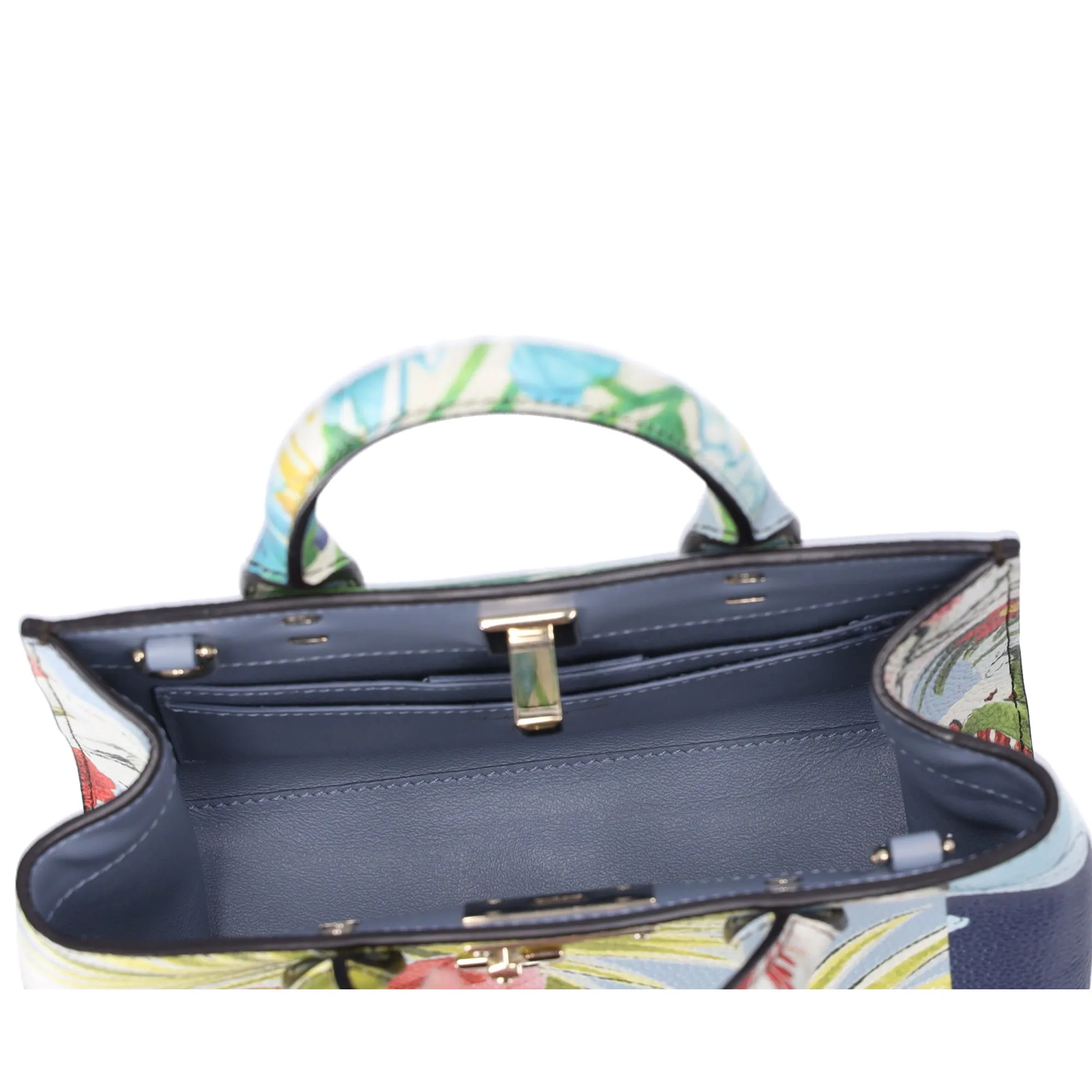 Salvatore Ferragamo Gancini Handbag Floral Light Blue Green Multi sold by Gaby's Bags product image thumbnail 4
