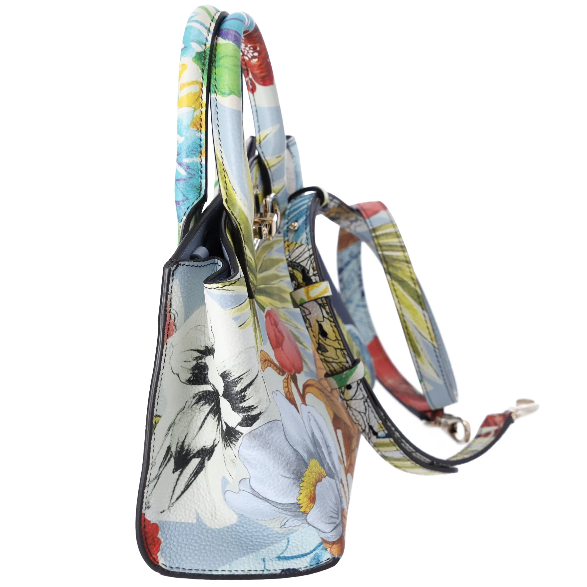 Salvatore Ferragamo Gancini Handbag Floral Light Blue Green Multi sold by Gaby's Bags product image thumbnail 2