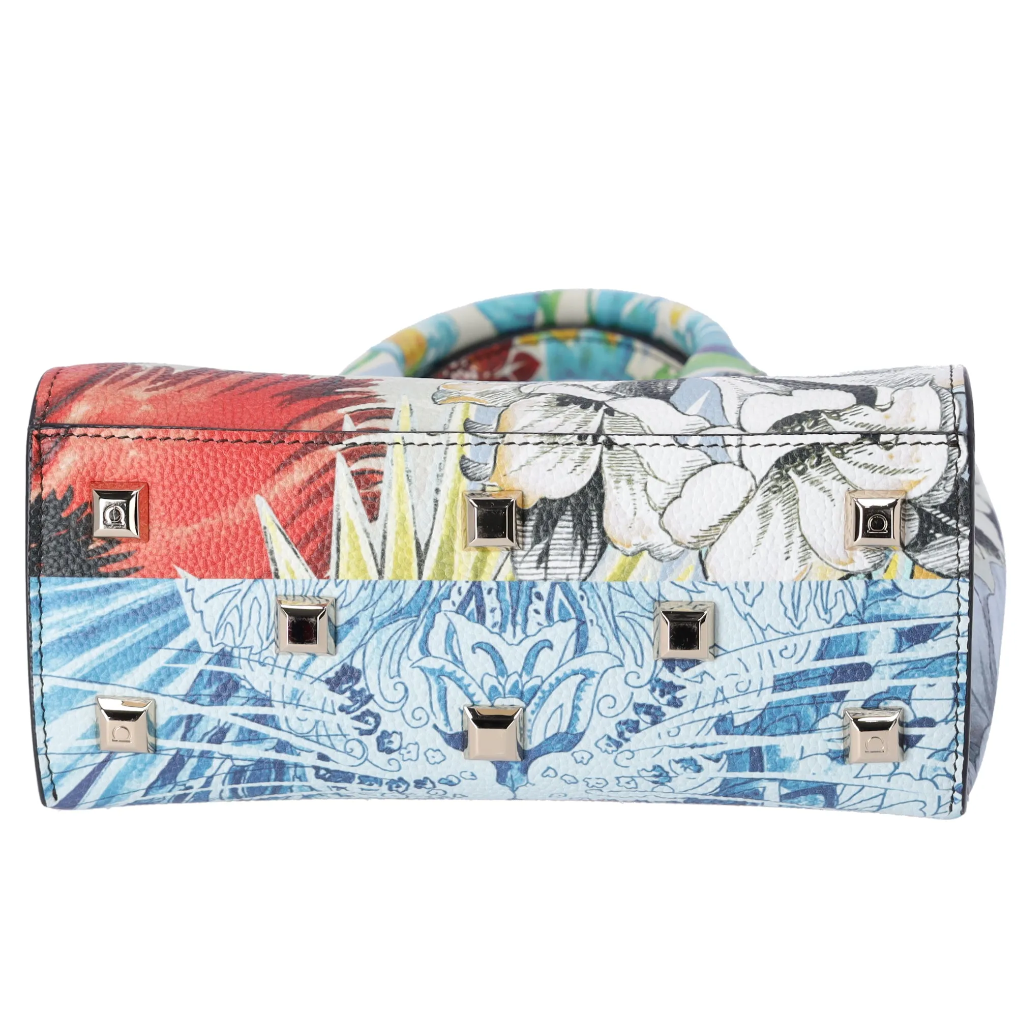 Salvatore Ferragamo Gancini Handbag Floral Light Blue Green Multi sold by Gaby's Bags product image thumbnail 5