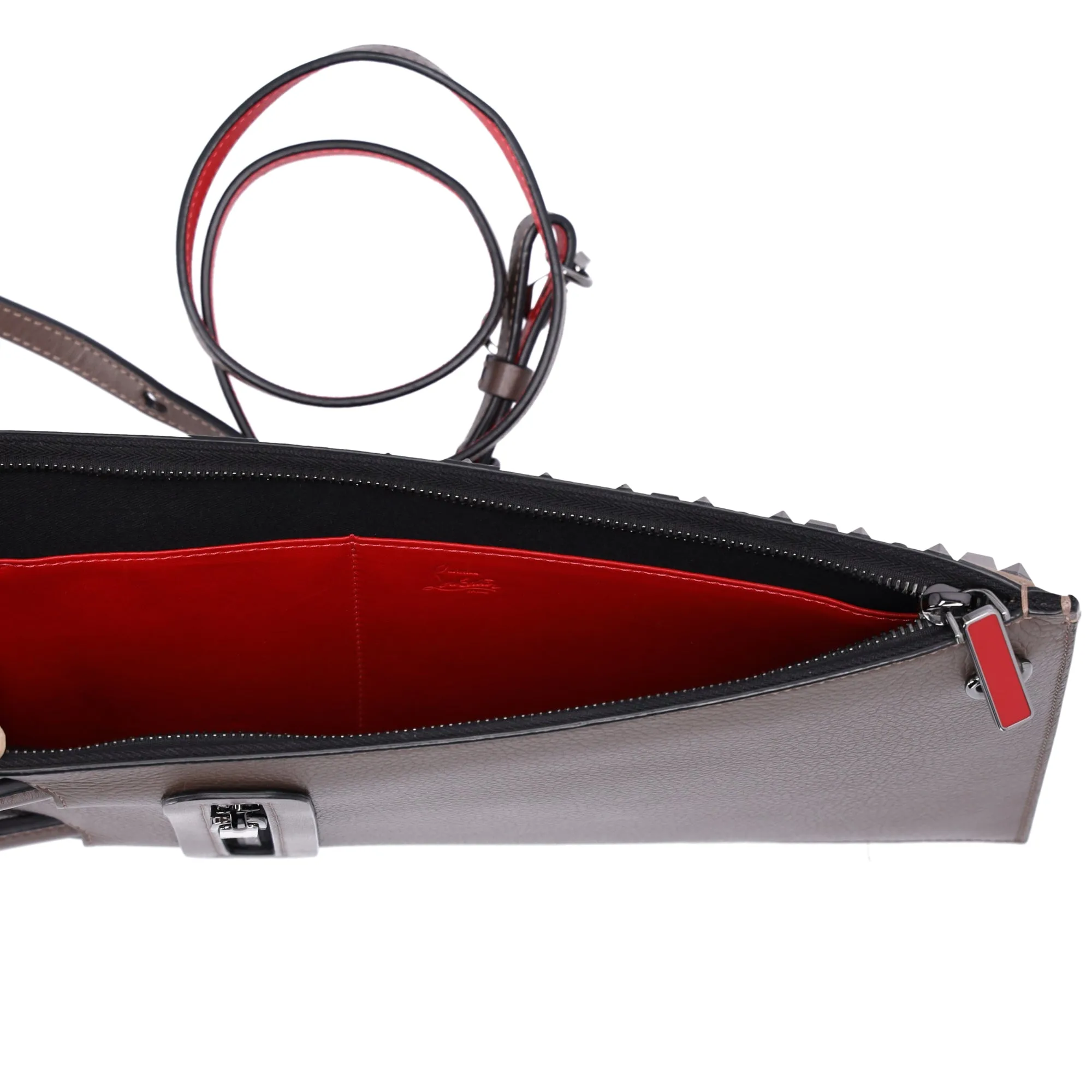 Christian Louboutin Trictrac Handbag Gray Beige Leather Studded sold by Gaby's Bags product image thumbnail 4