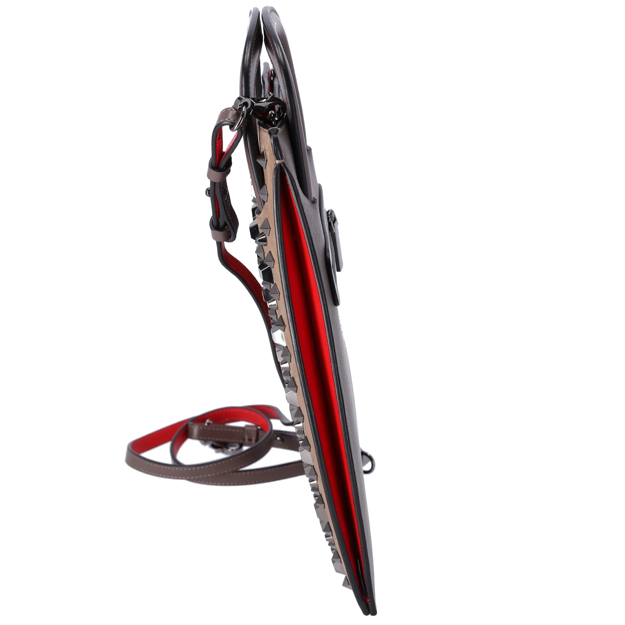 Christian Louboutin Trictrac Handbag Gray Beige Leather Studded sold by Gaby's Bags product image thumbnail 5