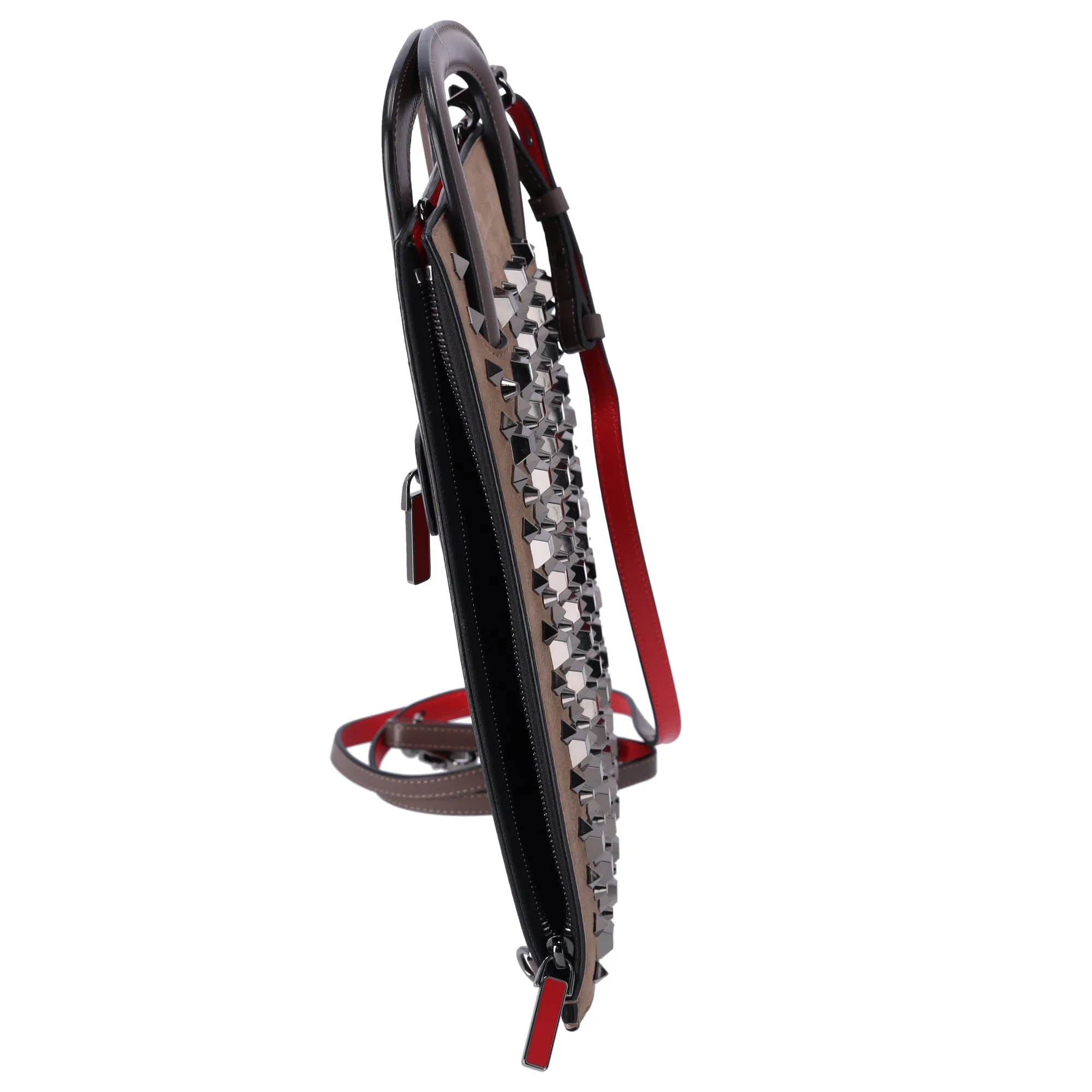 Christian Louboutin Trictrac Handbag Gray Beige Leather Studded sold by Gaby's Bags product image thumbnail 2