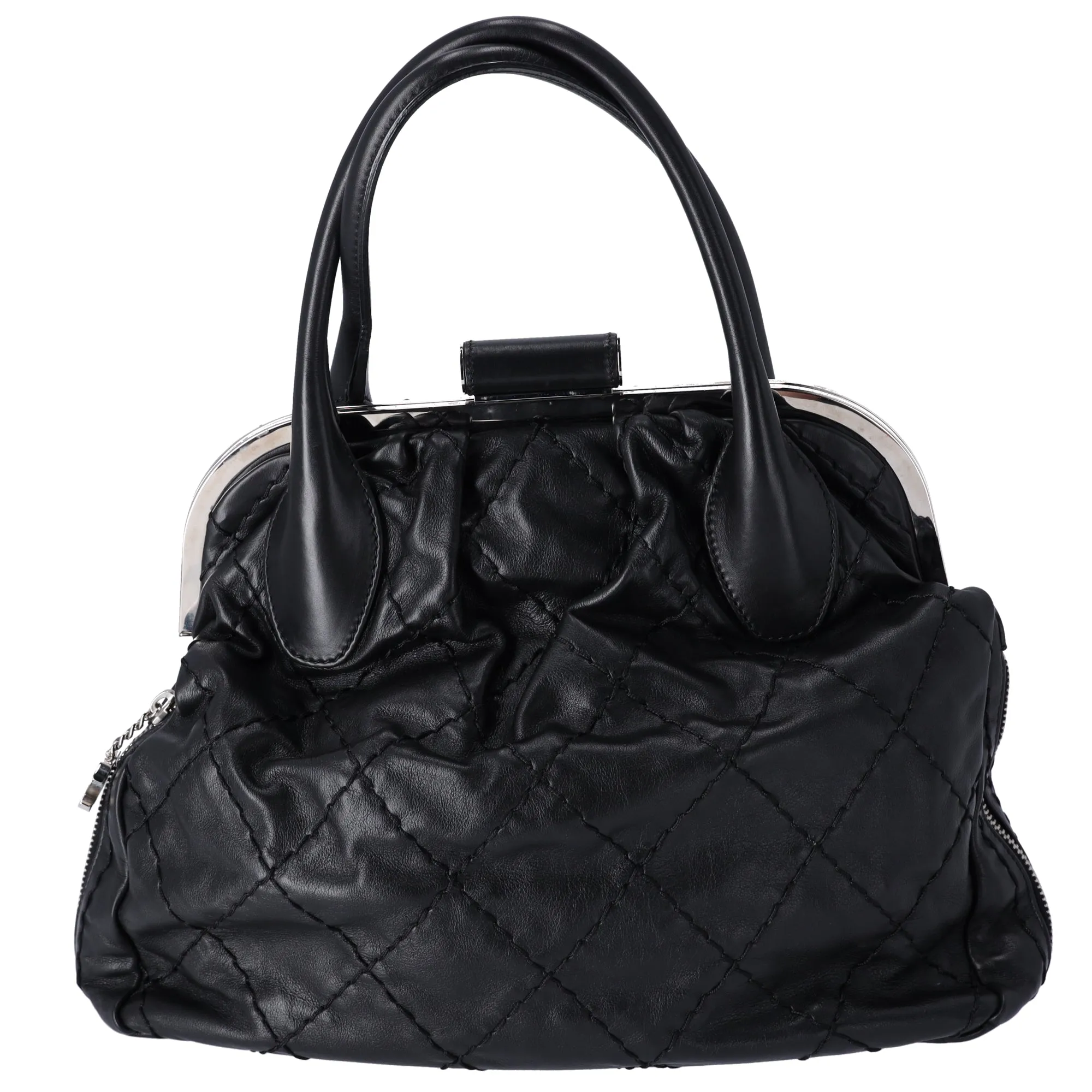 CHANEL Wild Stitch Expandable Frame Tote Bag Black Leather sold by Gaby's Bags product image thumbnail 3