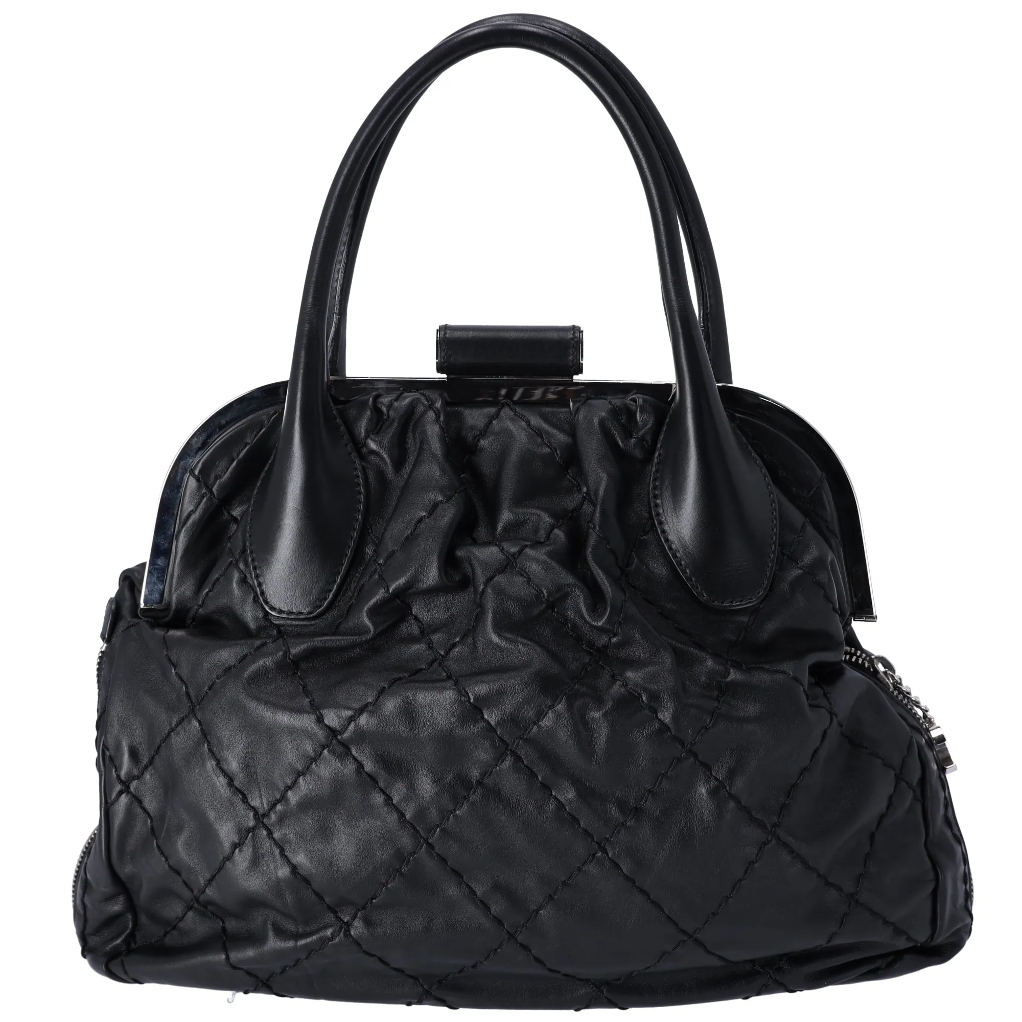 CHANEL Wild Stitch Expandable Frame Tote Bag Black Leather sold by Gaby's Bags