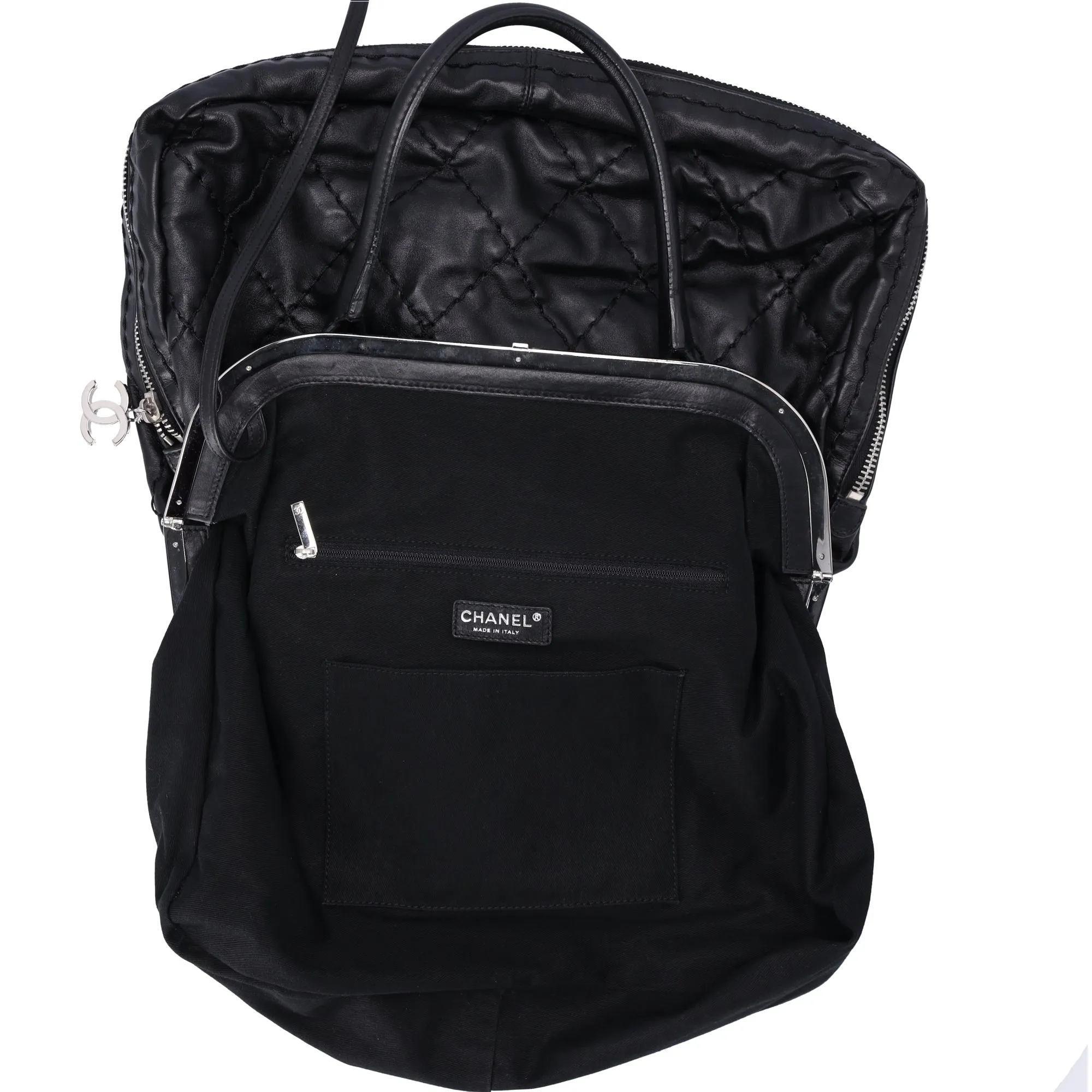 CHANEL Wild Stitch Expandable Frame Tote Bag Black Leather sold by Gaby's Bags product image thumbnail 5