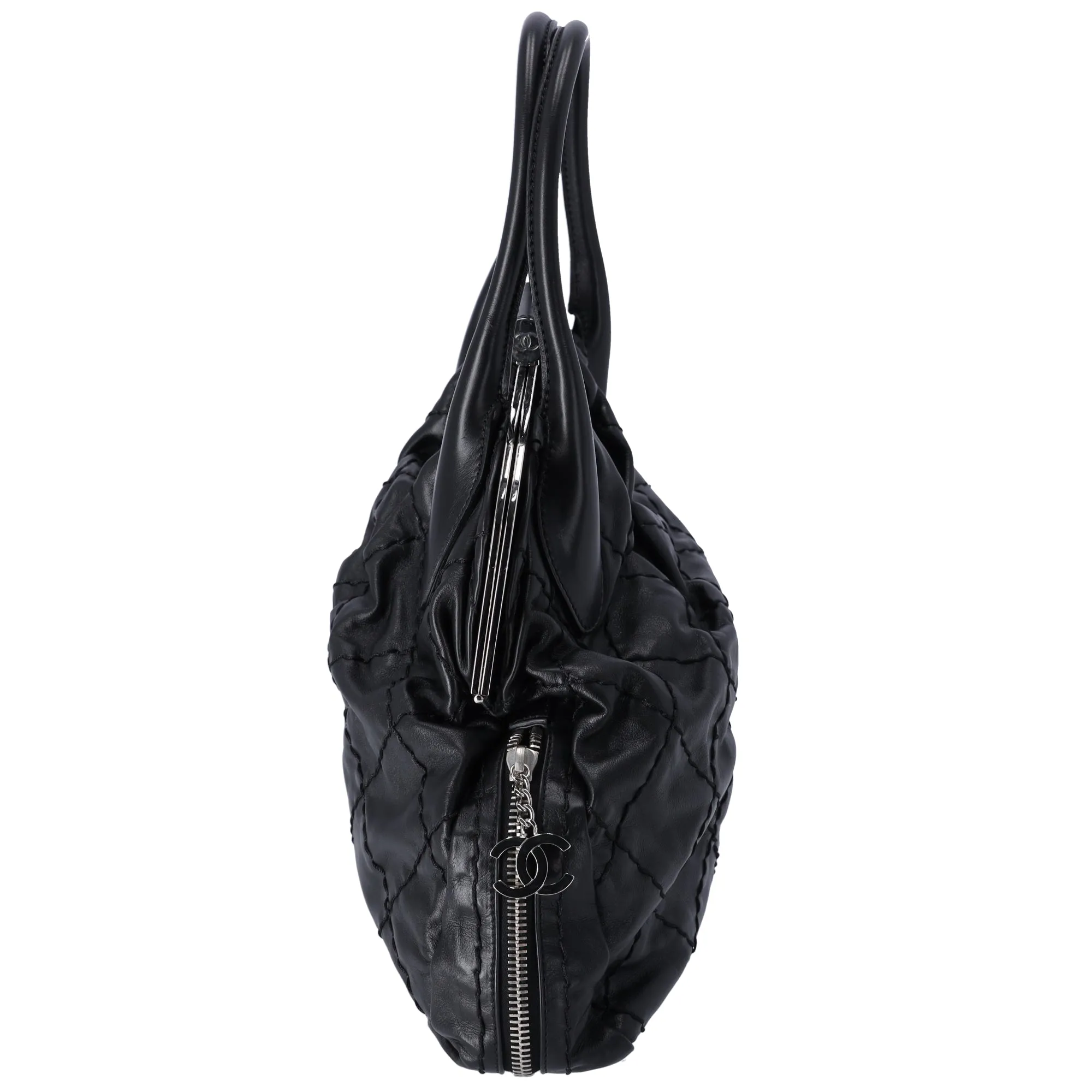 CHANEL Wild Stitch Expandable Frame Tote Bag Black Leather sold by Gaby's Bags product image thumbnail 2