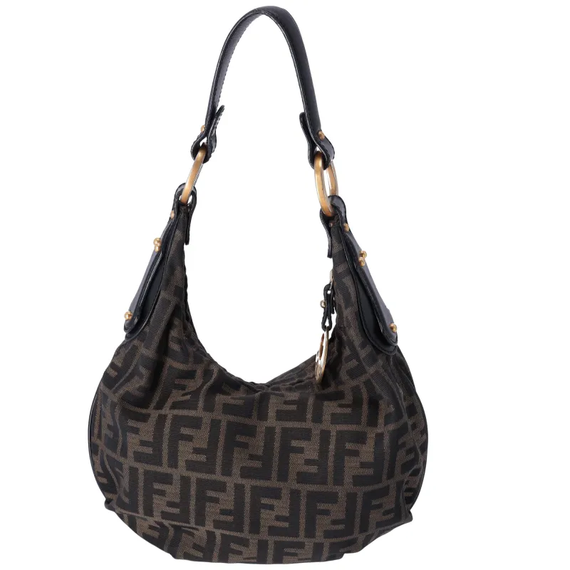 FENDI Zucca Shoulder Bag 8BR446 Brown Black Jacquard Leather sold by Gaby's Bags