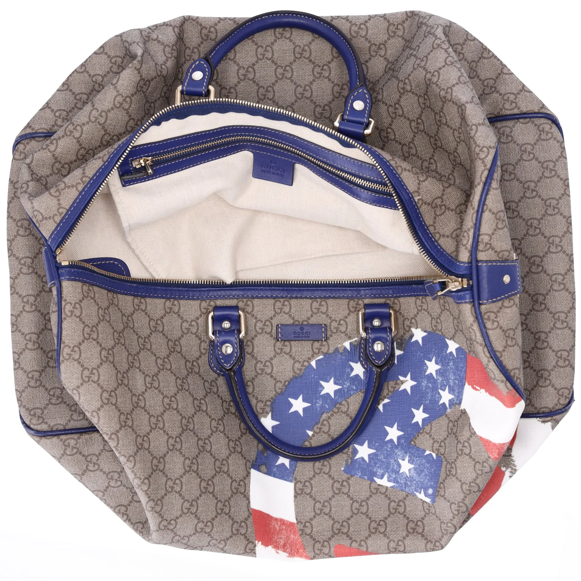 Gucci GG Plus Monogram Large Boston USA Flag Unicef Duffle Blue sold by Gaby's Bags product image thumbnail 3